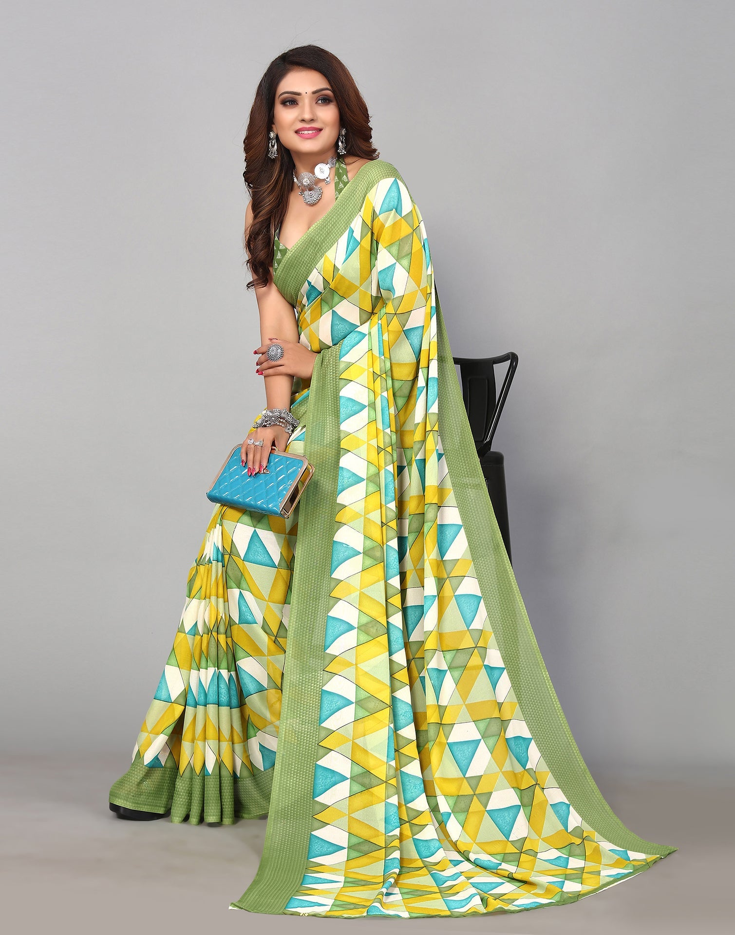 Light Green Georgette Printed Saree | Sudathi