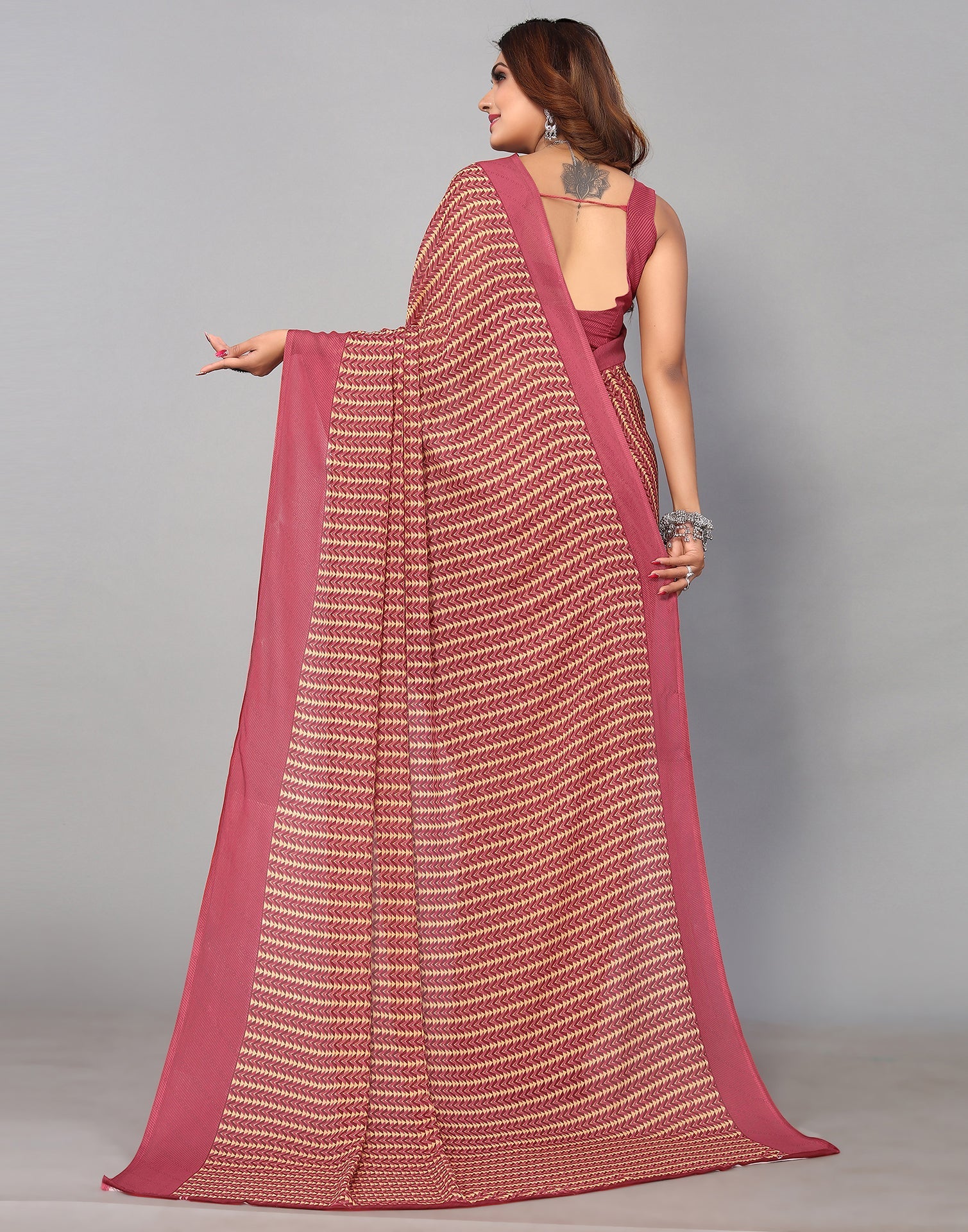 Maroon & Multicoloured Georgette Printed Saree | Sudathi