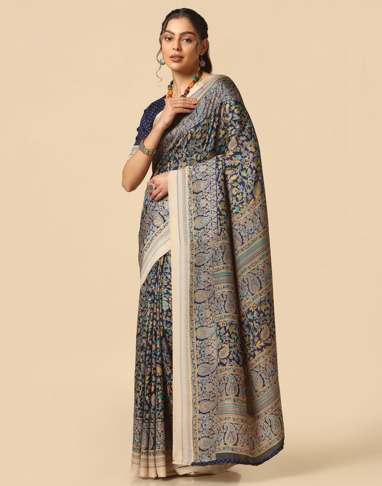 Navy Blue Silk Saree | Sudathi