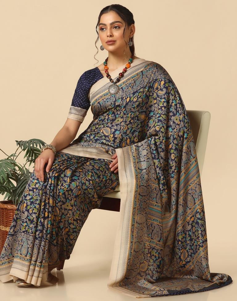 Navy Blue Silk Saree | Sudathi