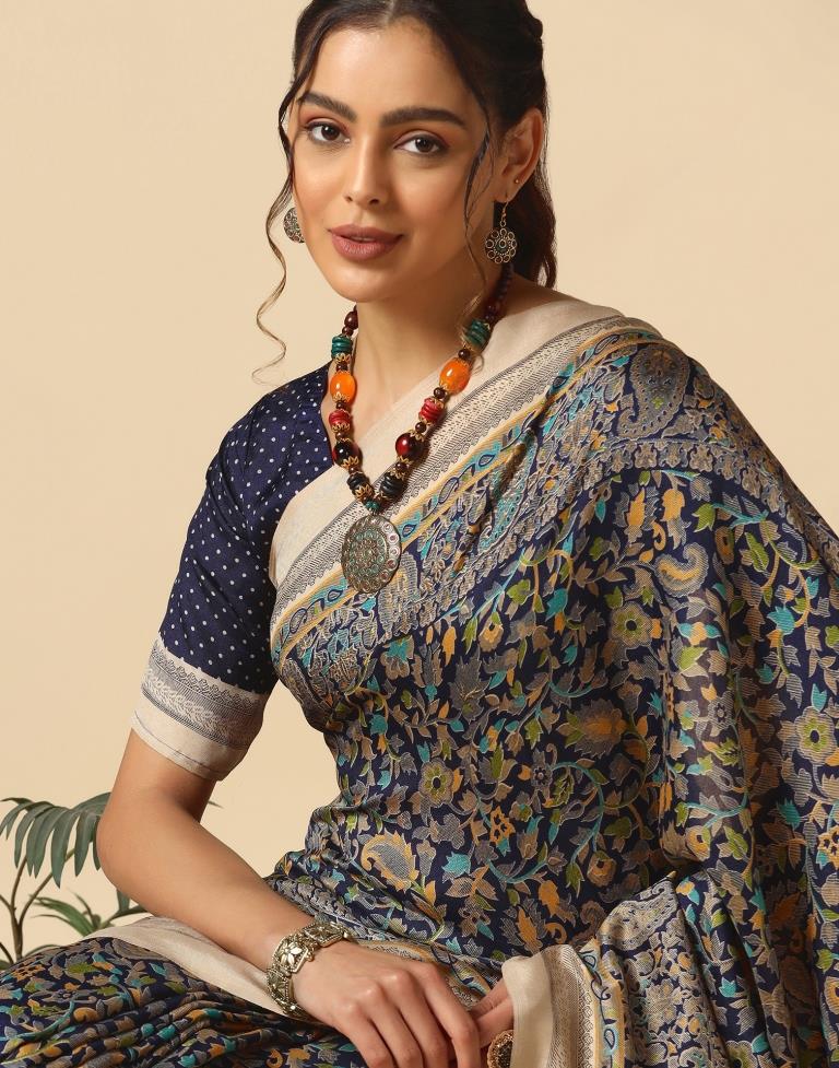 Navy Blue Silk Saree | Sudathi