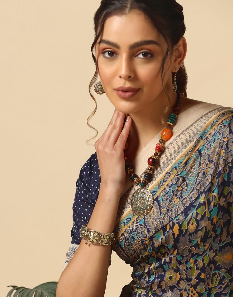Navy Blue Silk Saree | Sudathi