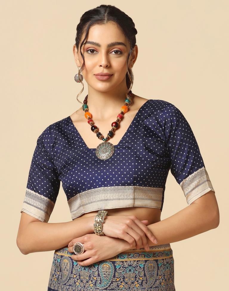Navy Blue Silk Saree | Sudathi