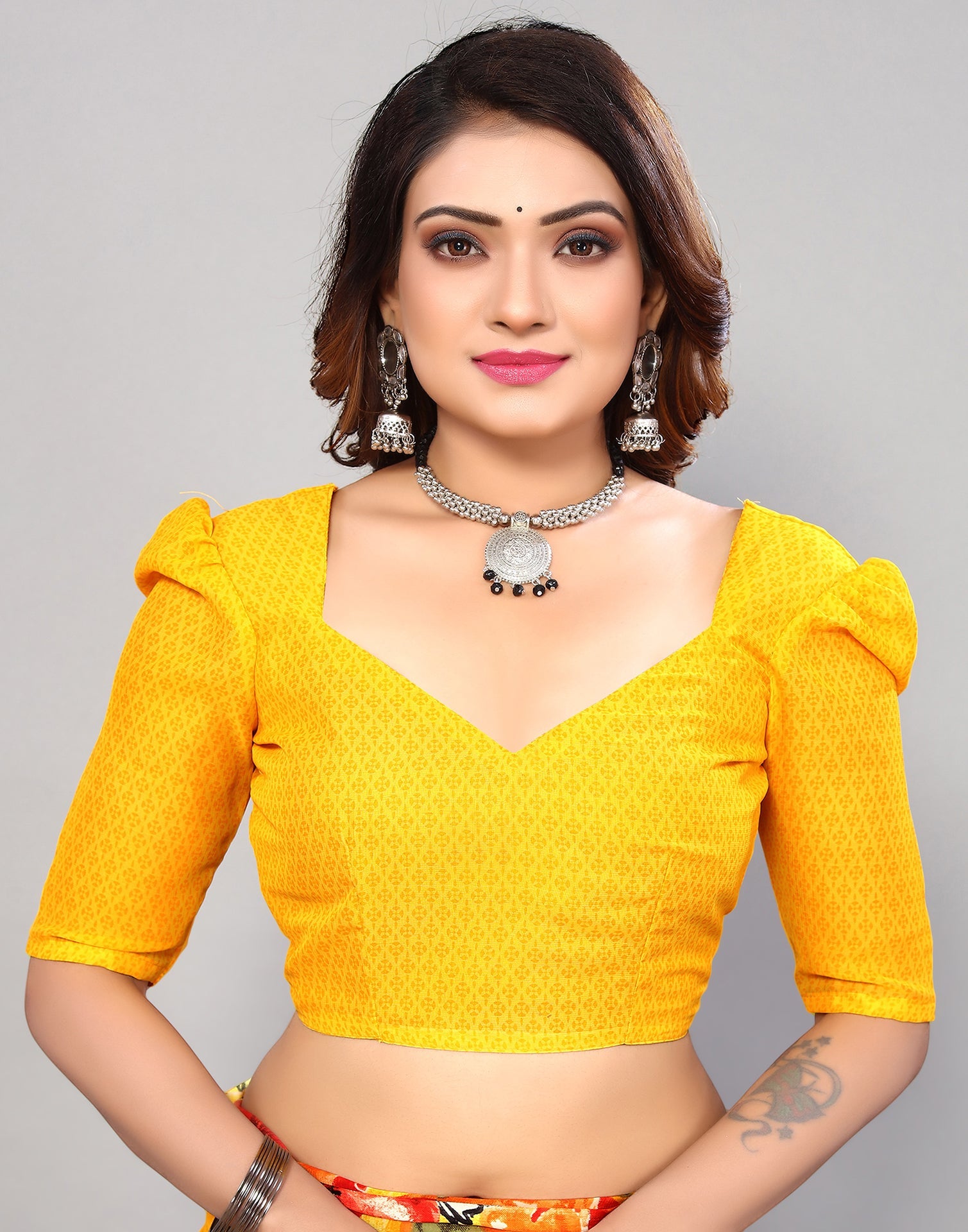 Yellow Georgette Printed Saree | Sudathi