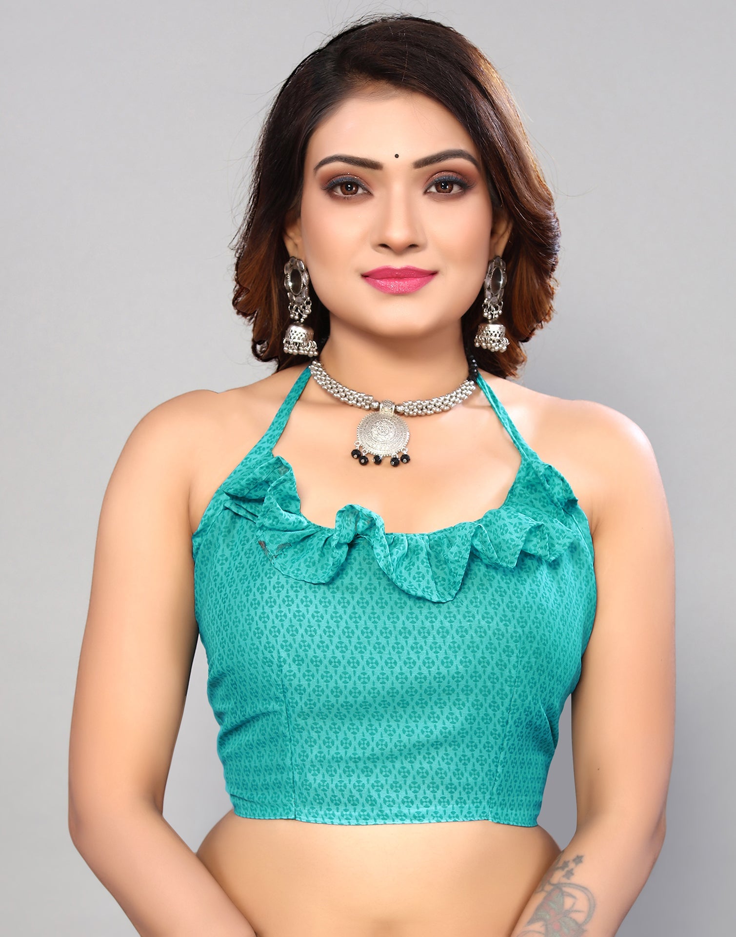 Rama Green Georgette Printed Saree | Sudathi