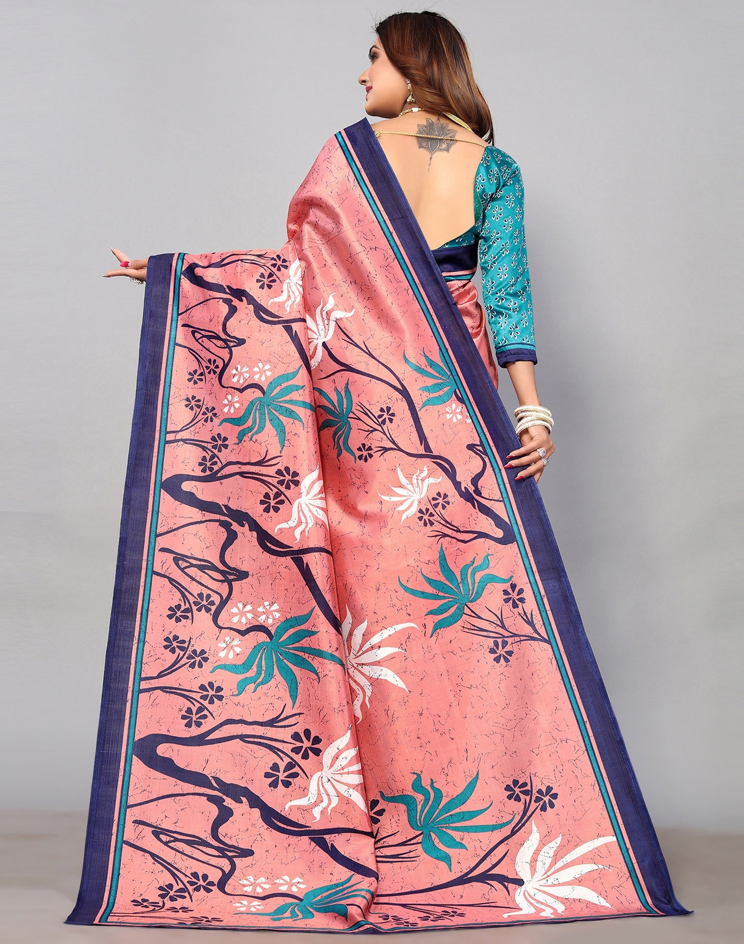 Light Pink Silk Printed Saree | Sudathi