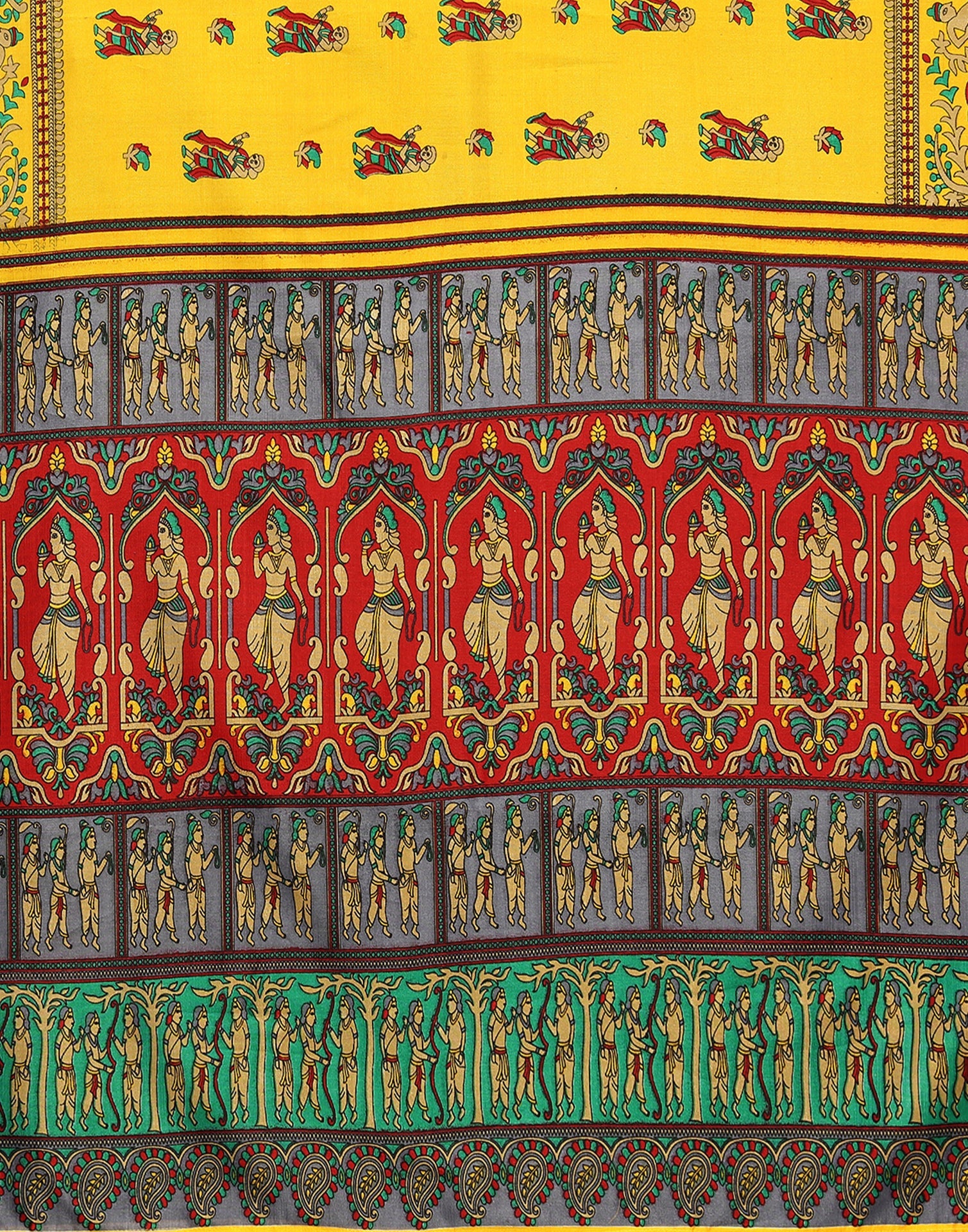 Yellow Silk Printed Saree | Sudathi