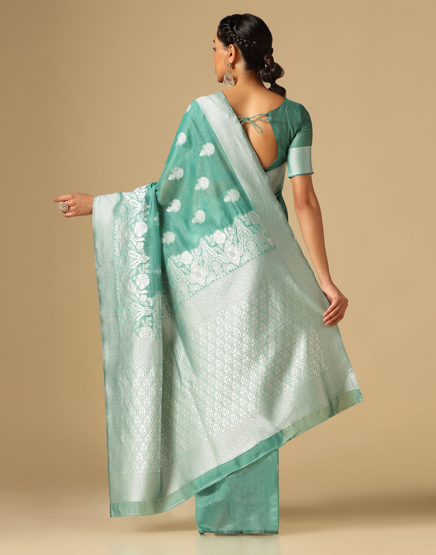 Light Green Banarasi Cotton Saree | Sudathi