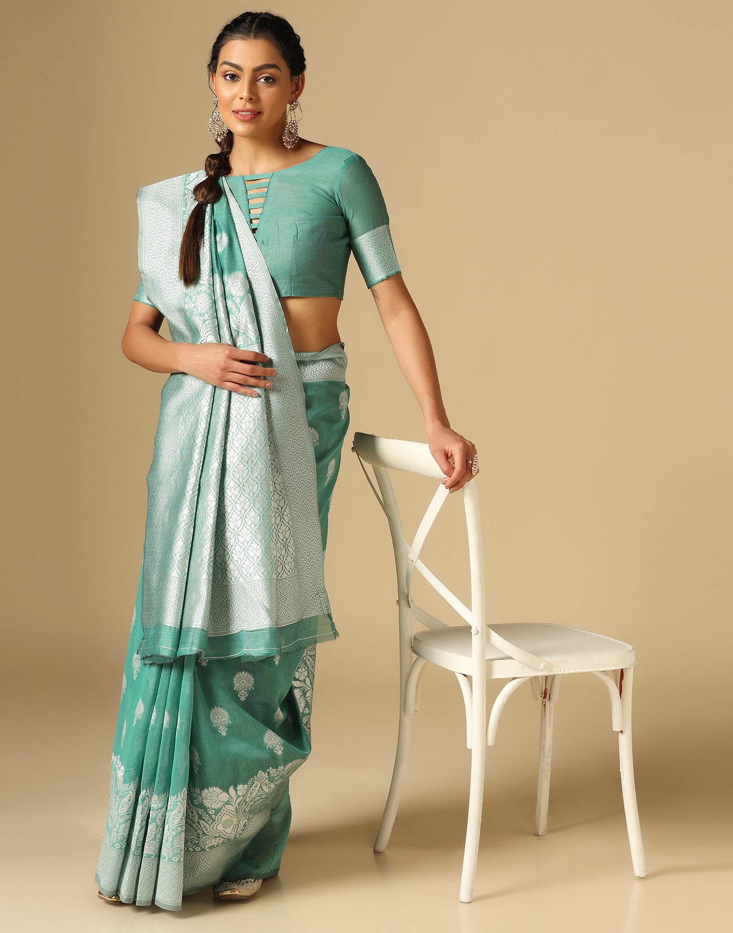 Light Green Banarasi Cotton Saree | Sudathi