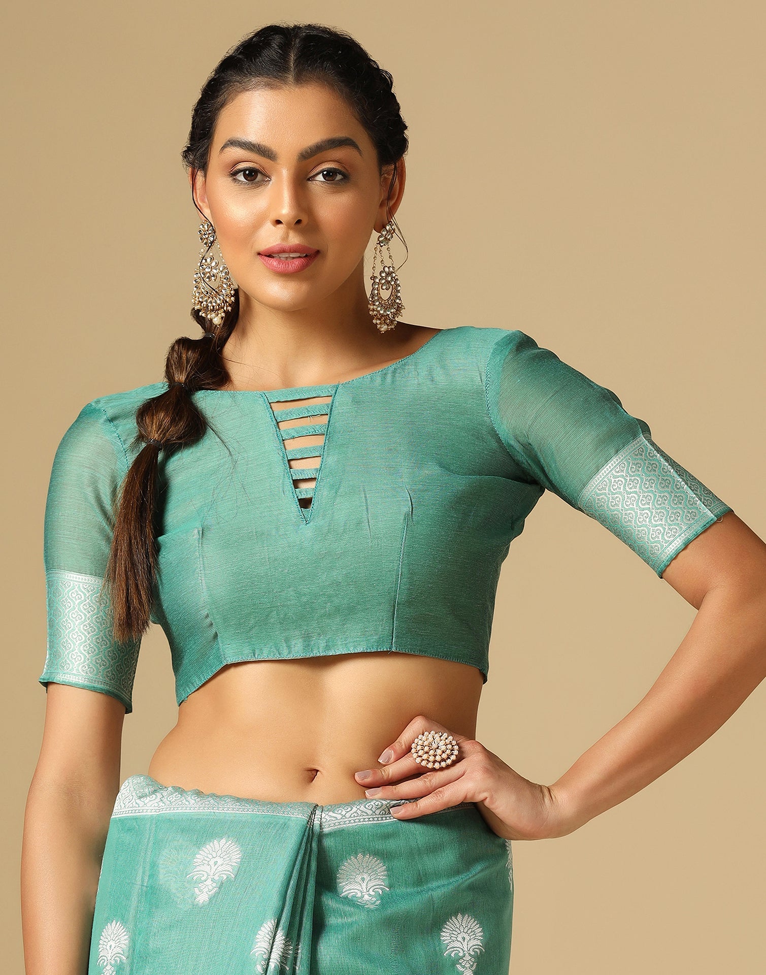 Light Green Banarasi Cotton Saree | Sudathi