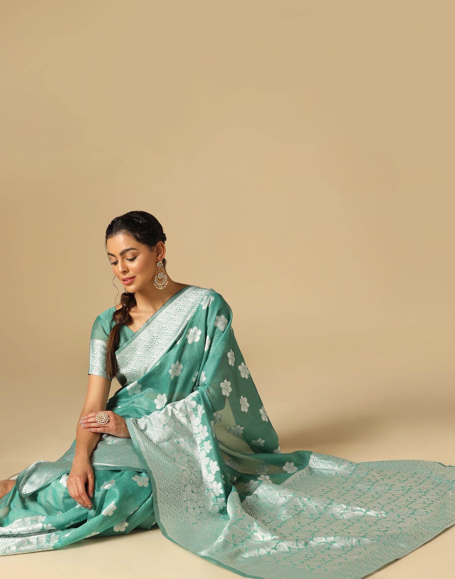 Green Banarasi Cotton Saree | Sudathi