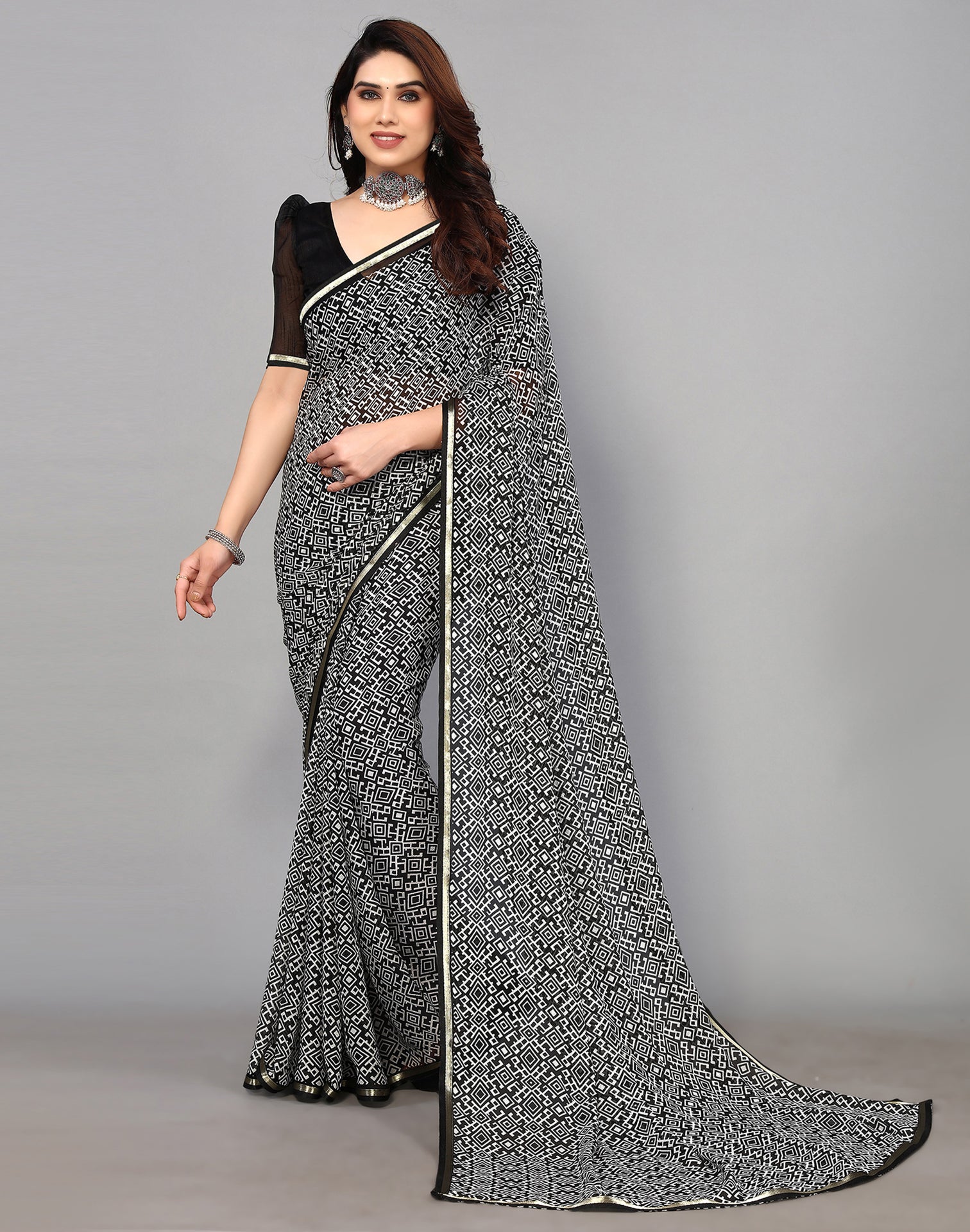 Black Chiffon Saree | Sudathi