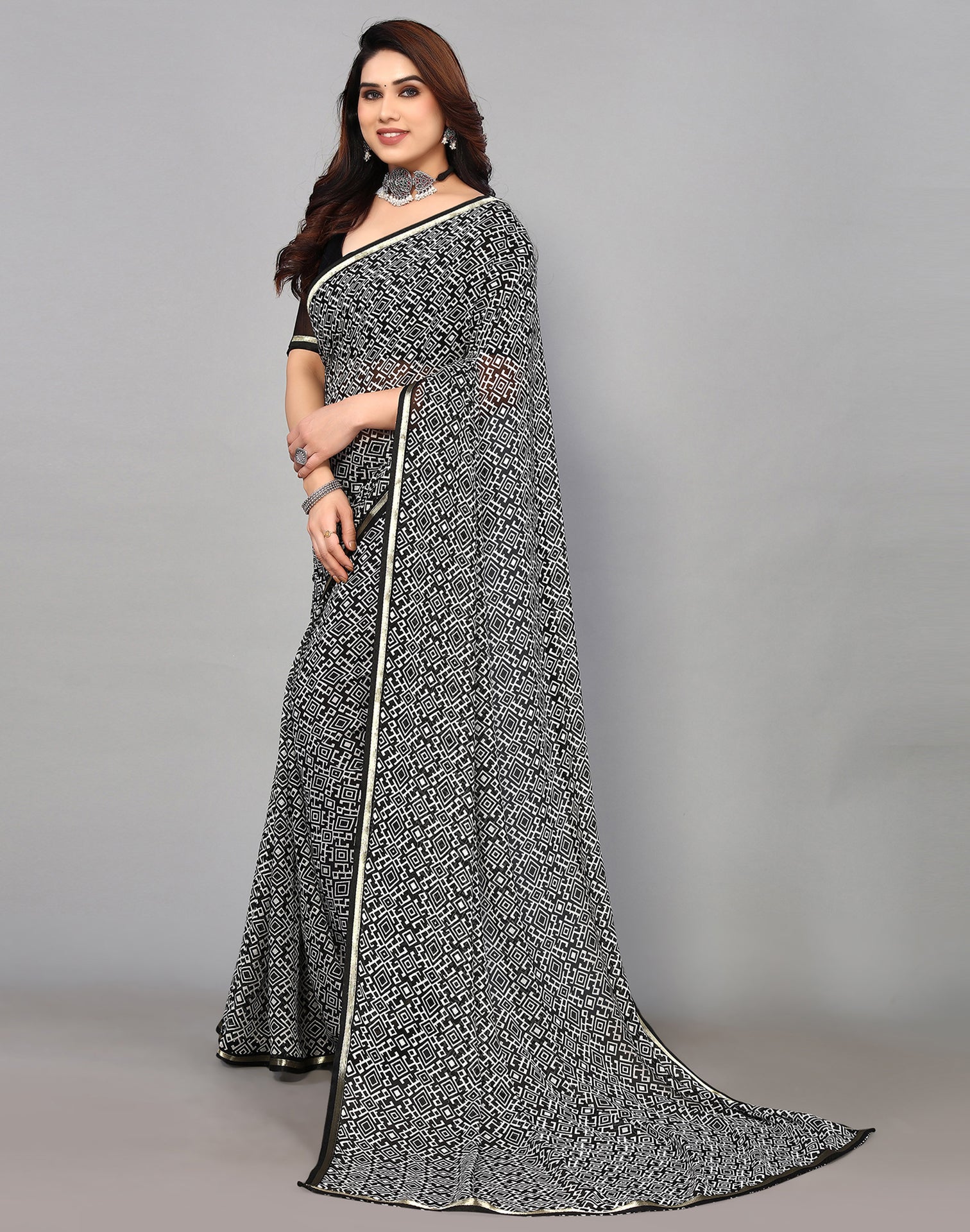 Black Chiffon Saree | Sudathi