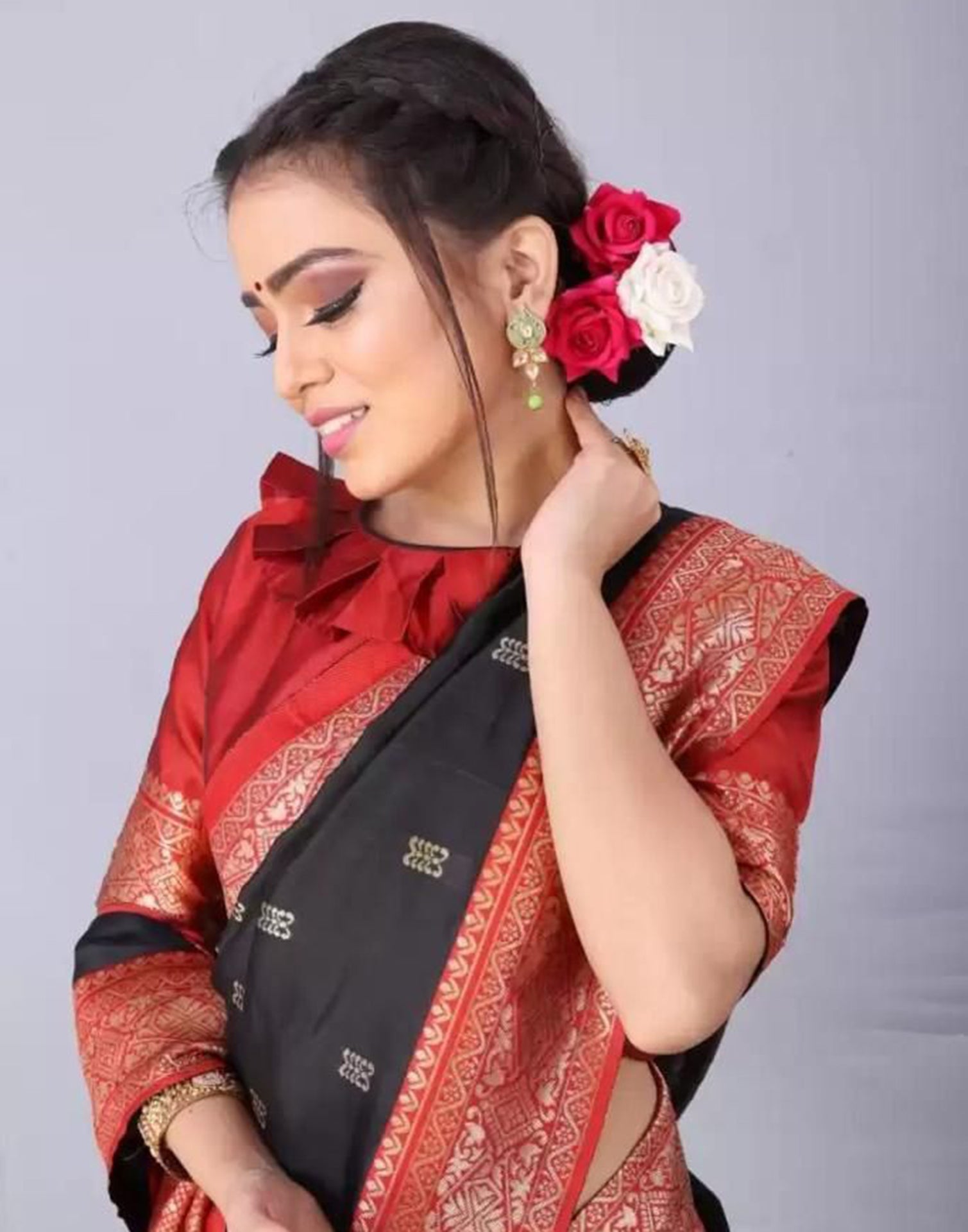 Black Banarasi Silk Saree | Sudathi
