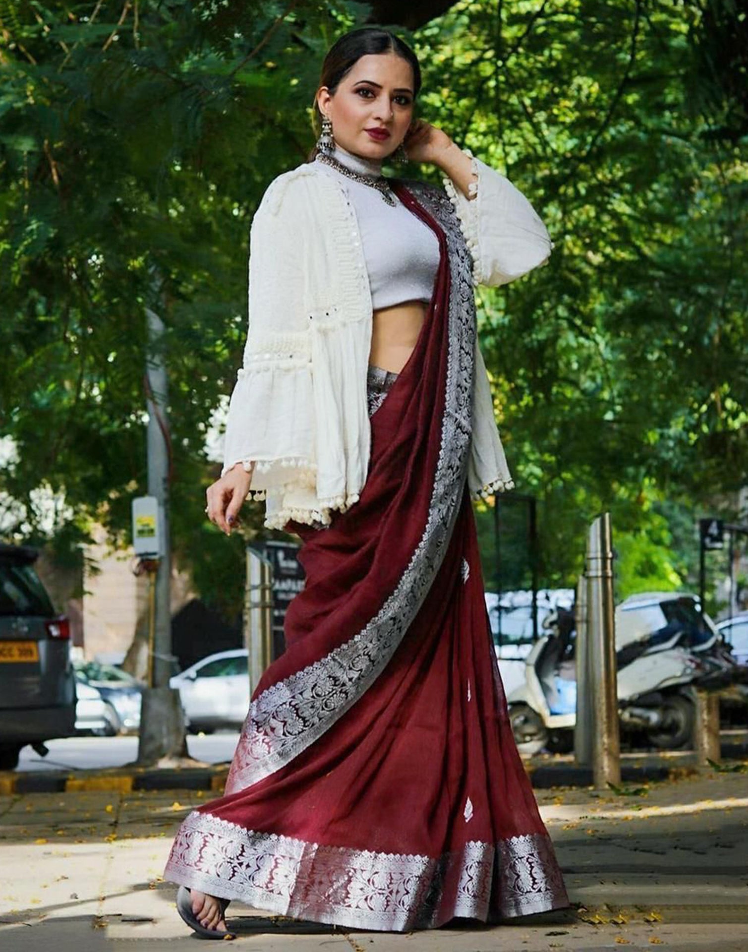 Maroon Banarasi Silk Saree | Sudathi