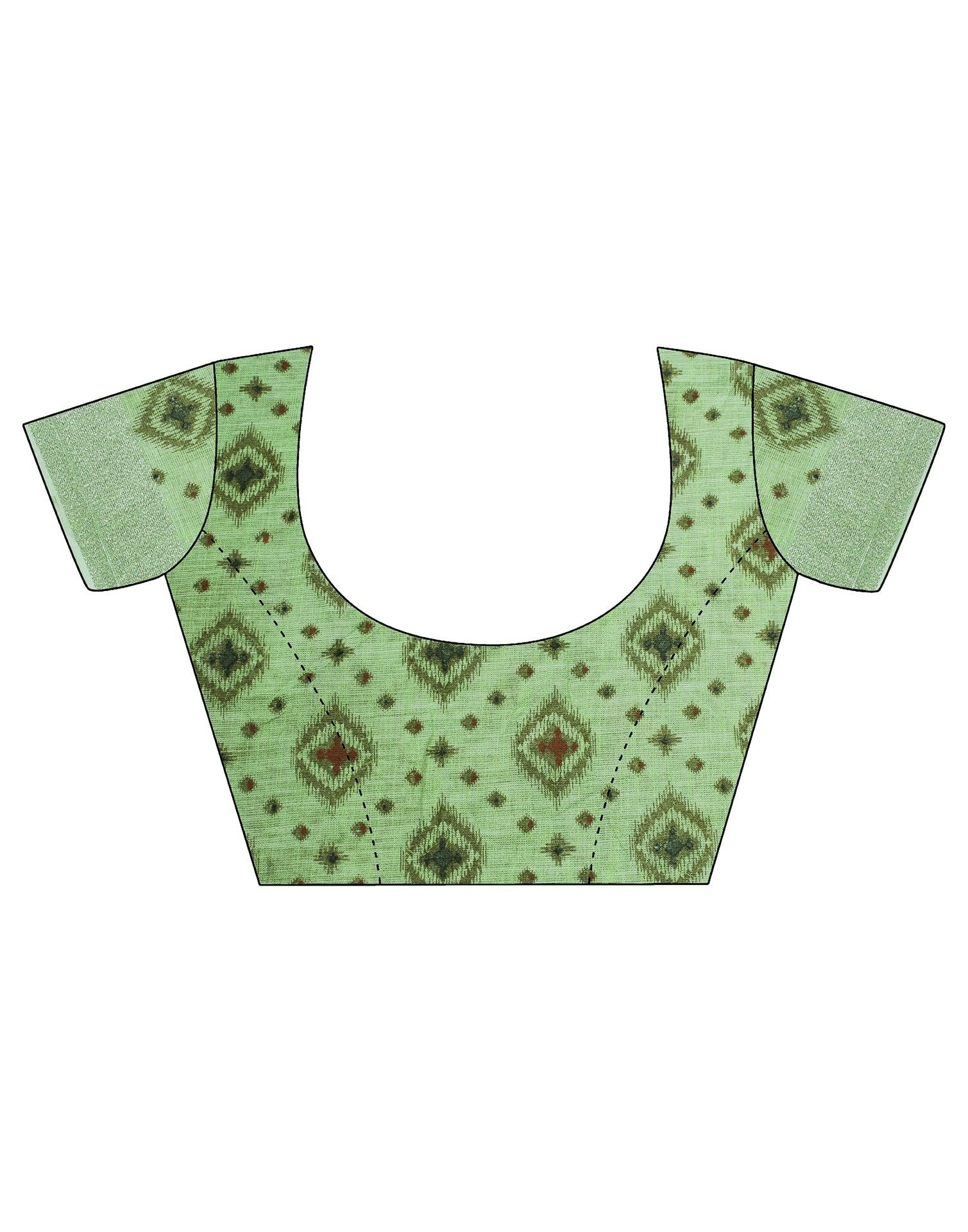 Pista Green Cotton Woven Handloom Saree