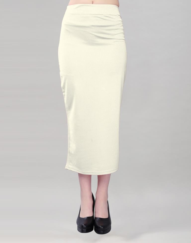 Cream Coloured Lycra Solid Saree Shapewear | Sudathi