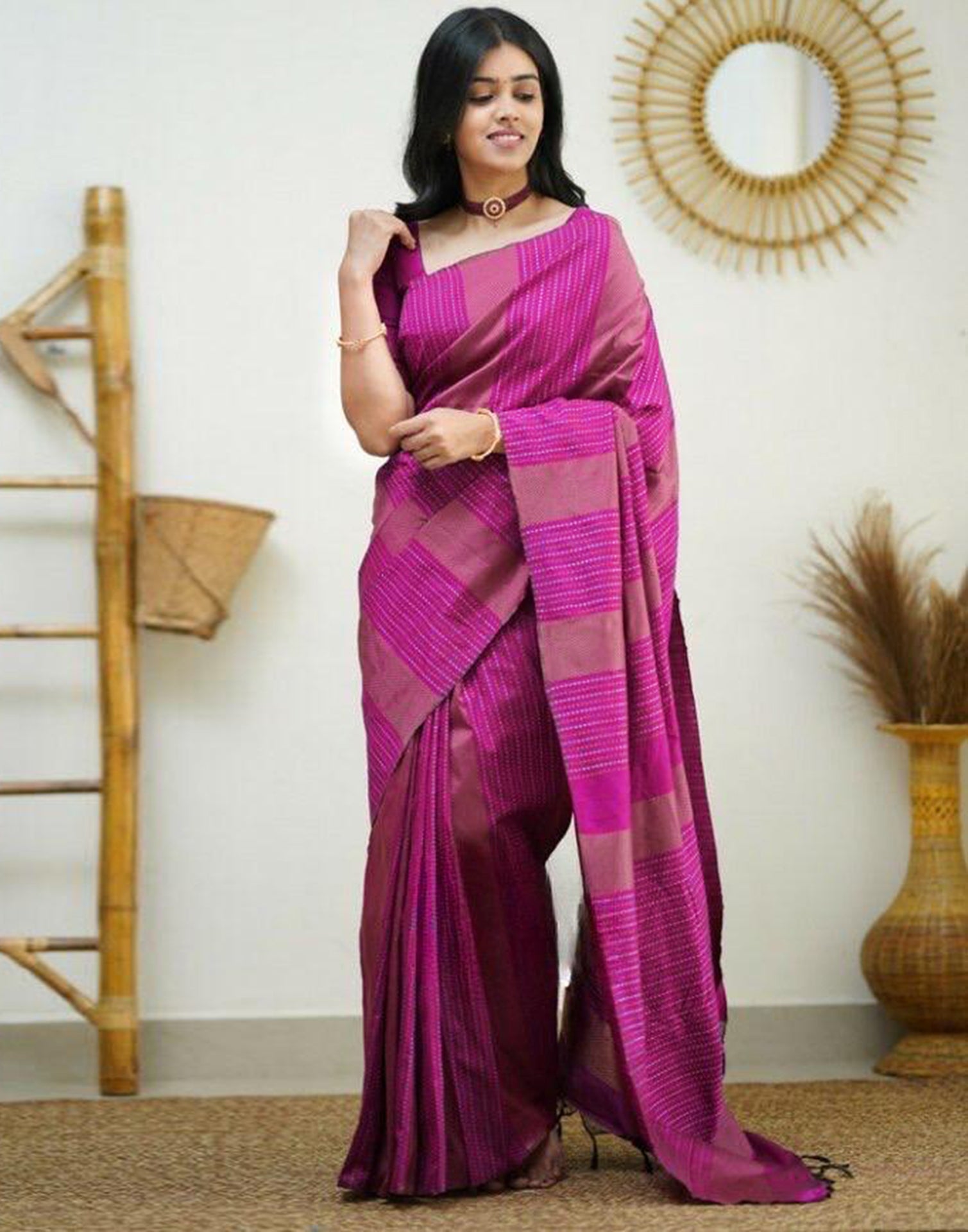 Rani Pink Kanjivaram Silk Saree | Sudathi