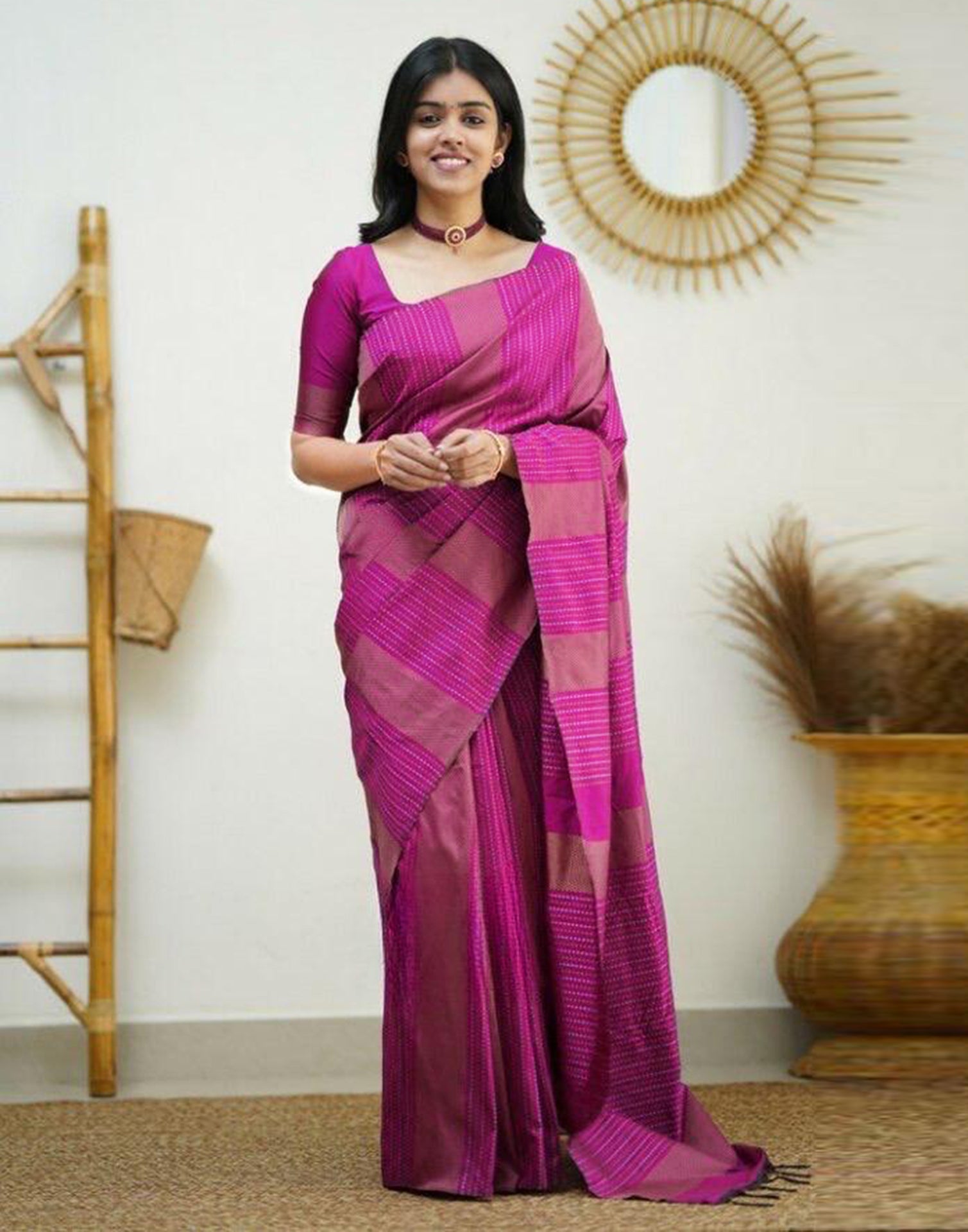 Rani Pink Kanjivaram Silk Saree | Sudathi
