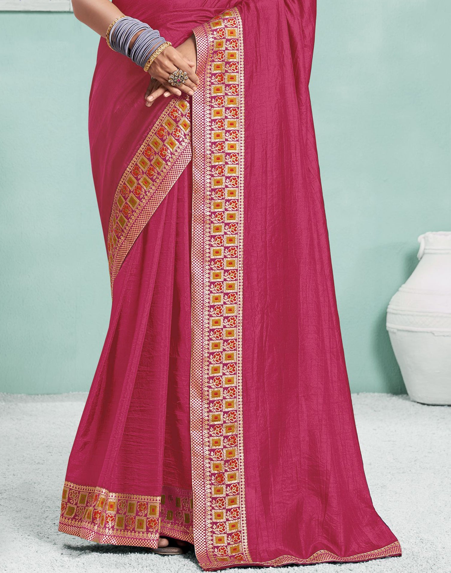 Pink Plain Silk Saree | Sudathi