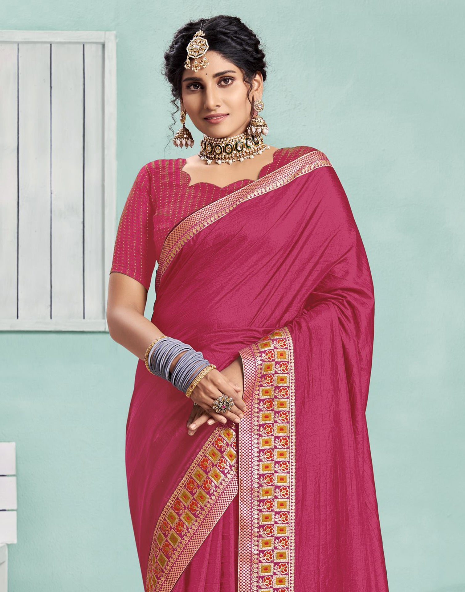 Pink Plain Silk Saree | Sudathi