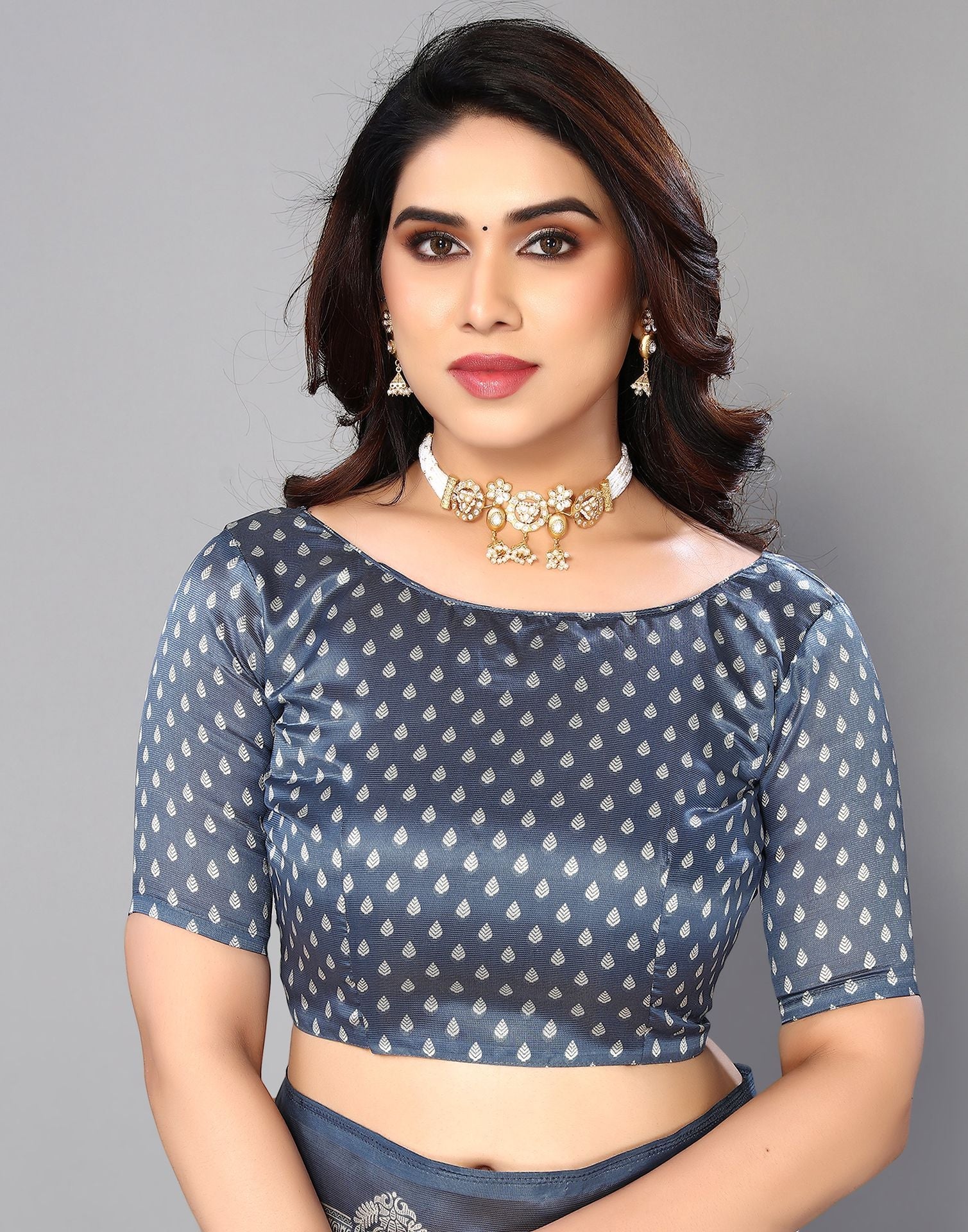 Grey Silk Printed Saree | Sudathi