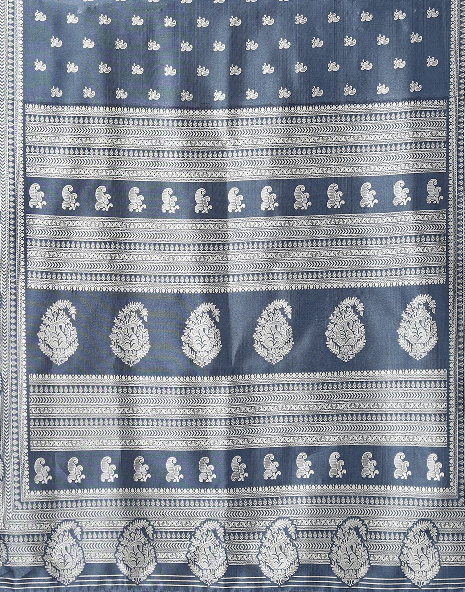 Grey Silk Printed Saree | Sudathi