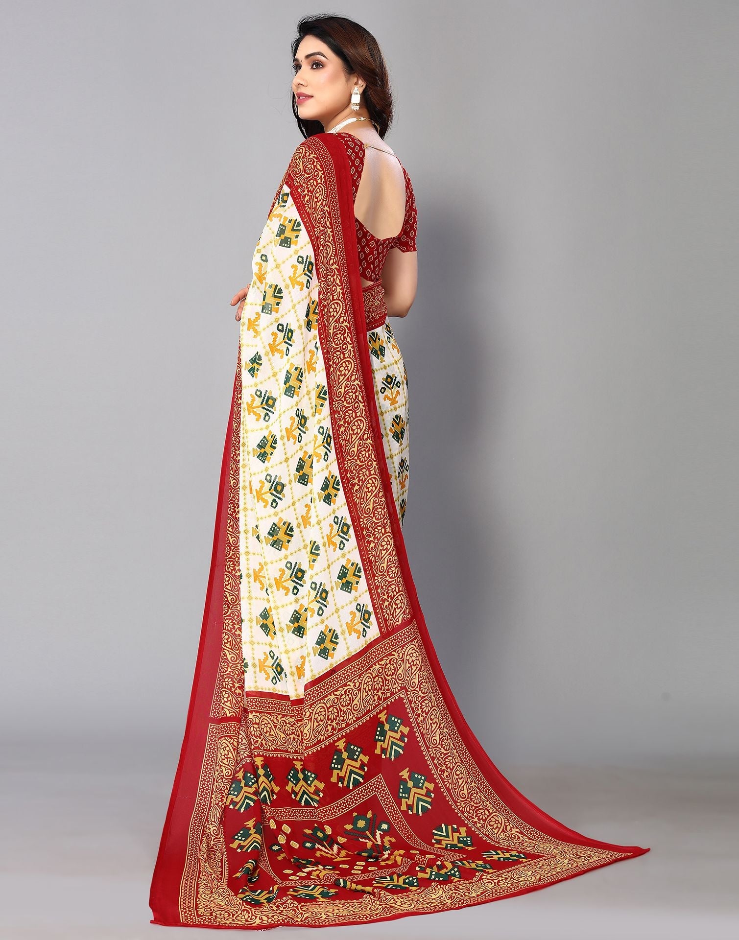 White Printed Saree | Sudathi