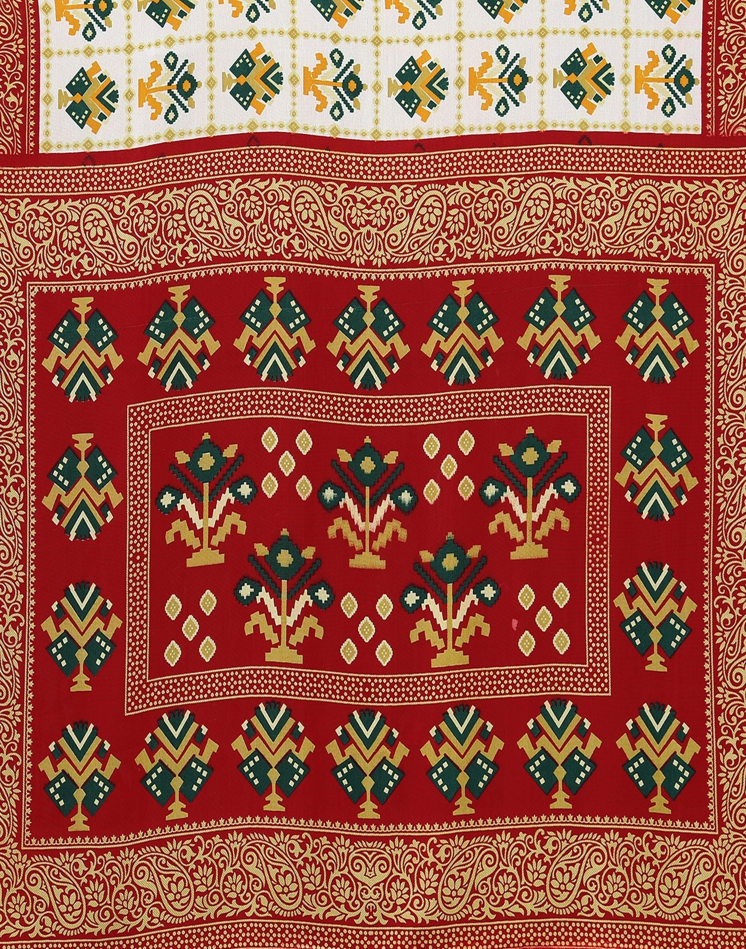White Printed Saree | Sudathi