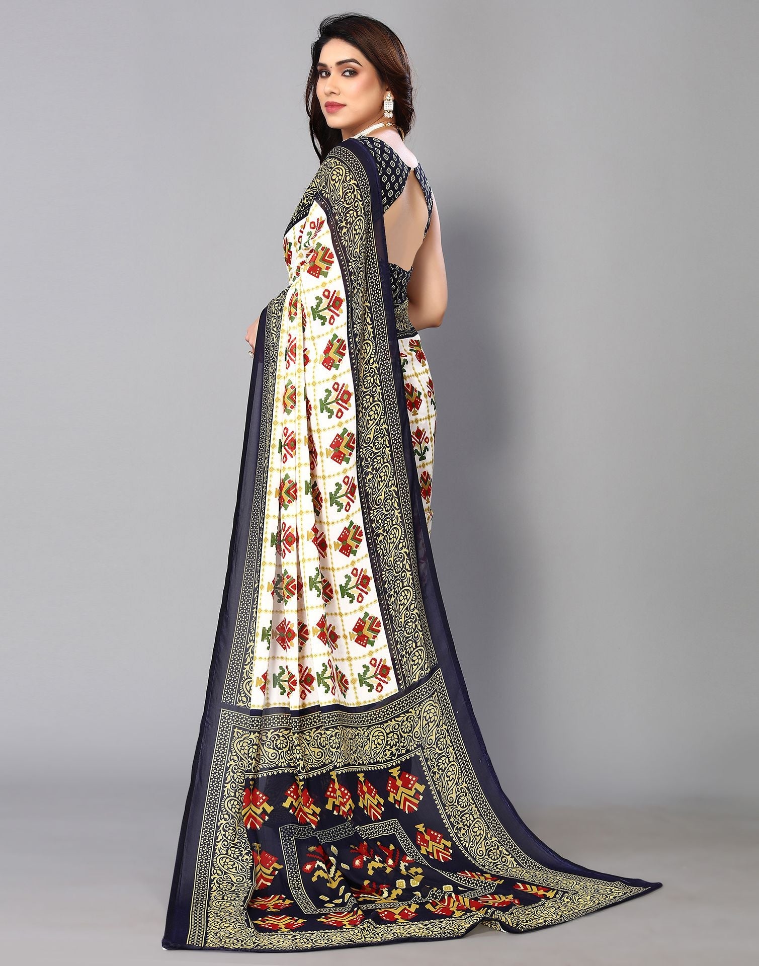 White Printed Saree | Sudathi