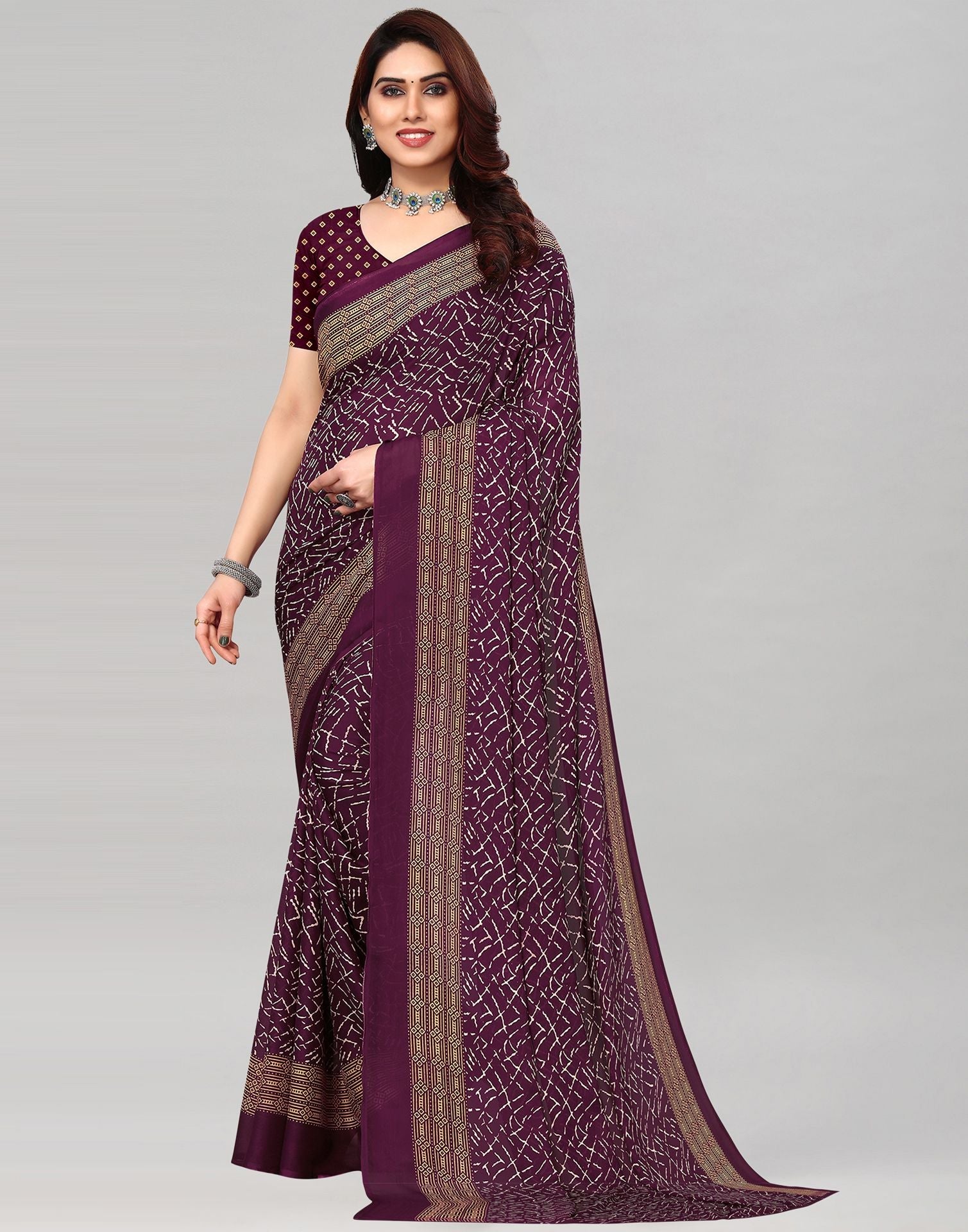 Wine Raniel Printed Saree | Sudathi