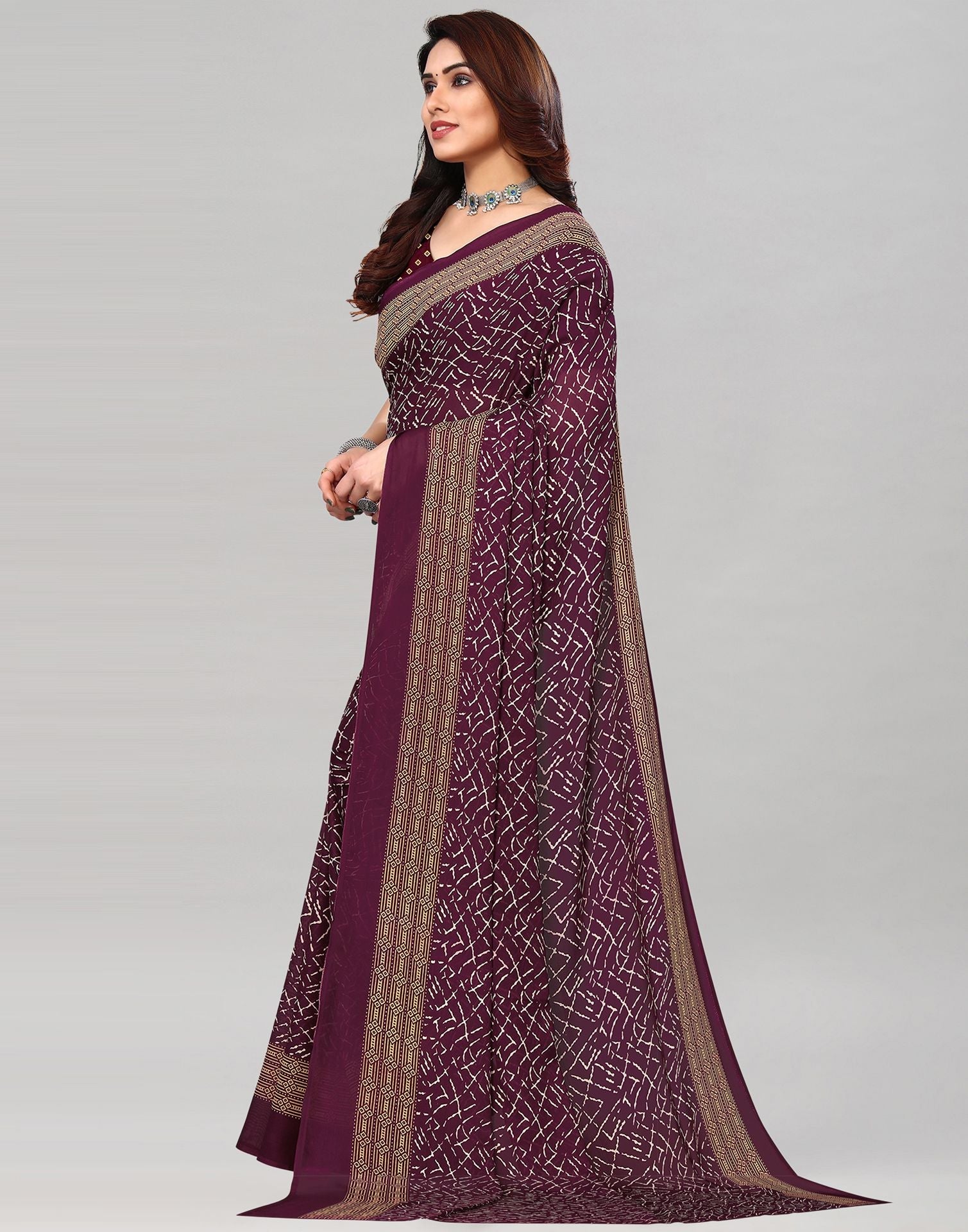 Wine Raniel Printed Saree | Sudathi