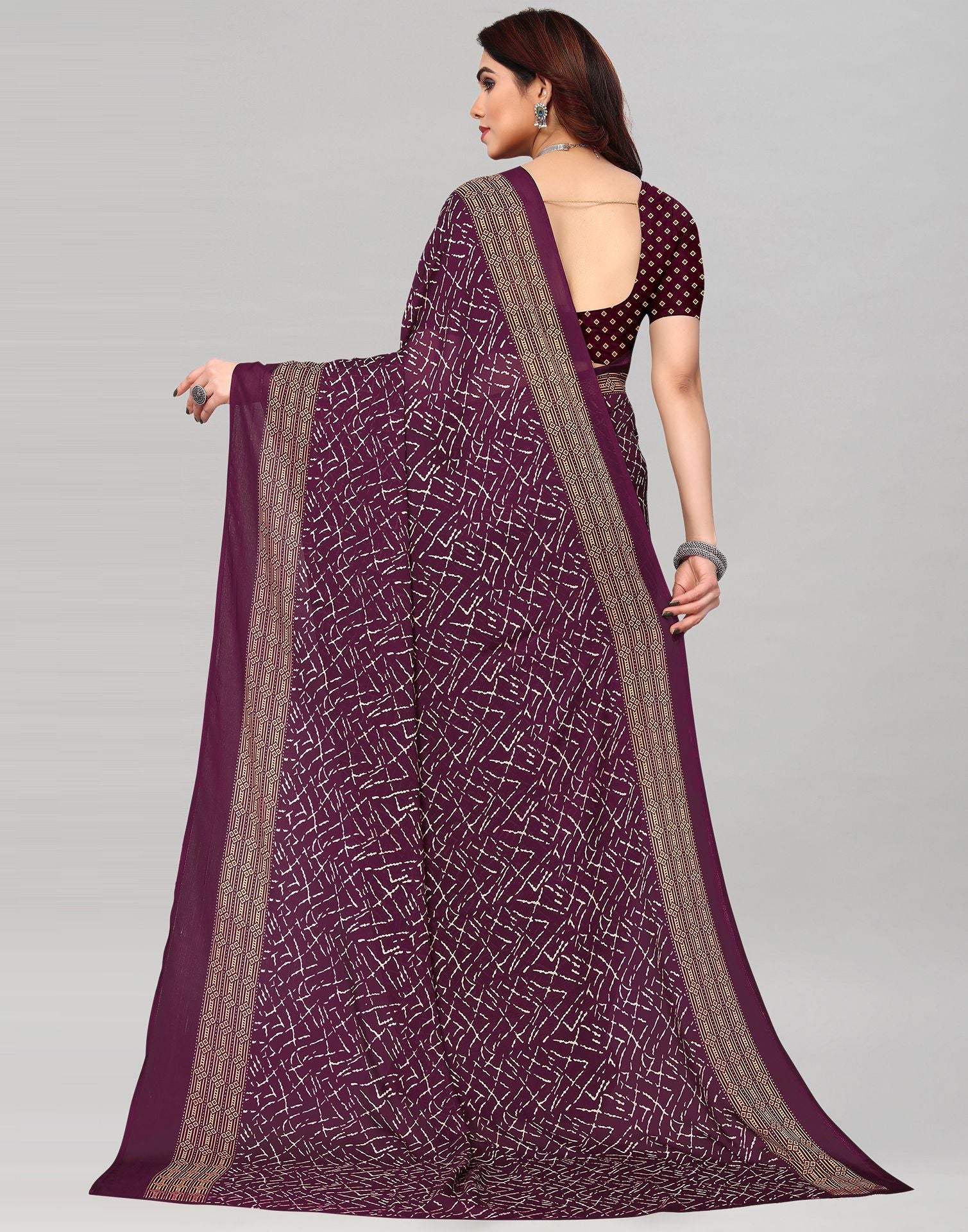 Wine Raniel Printed Saree | Sudathi