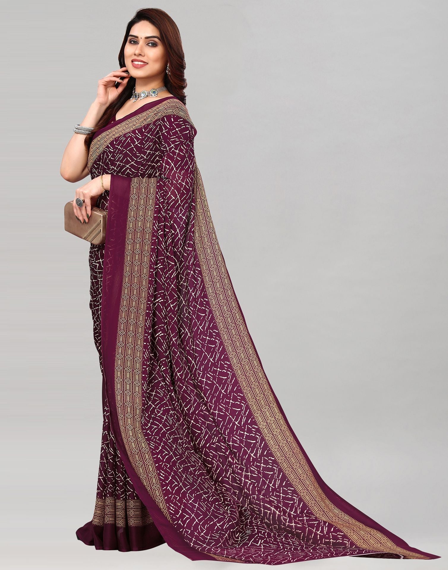 Wine Raniel Printed Saree | Sudathi