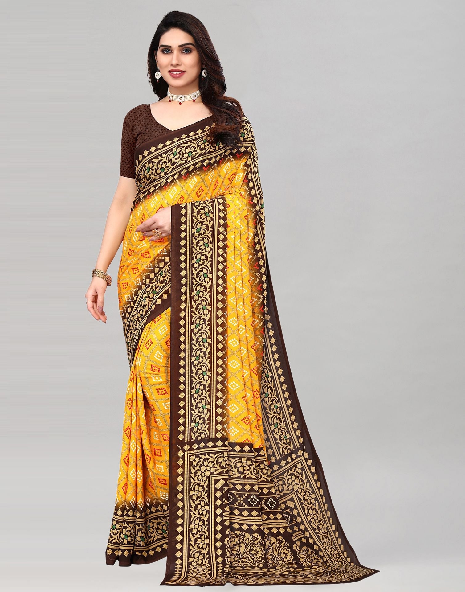 Yellow Raniel Printed Saree | Sudathi