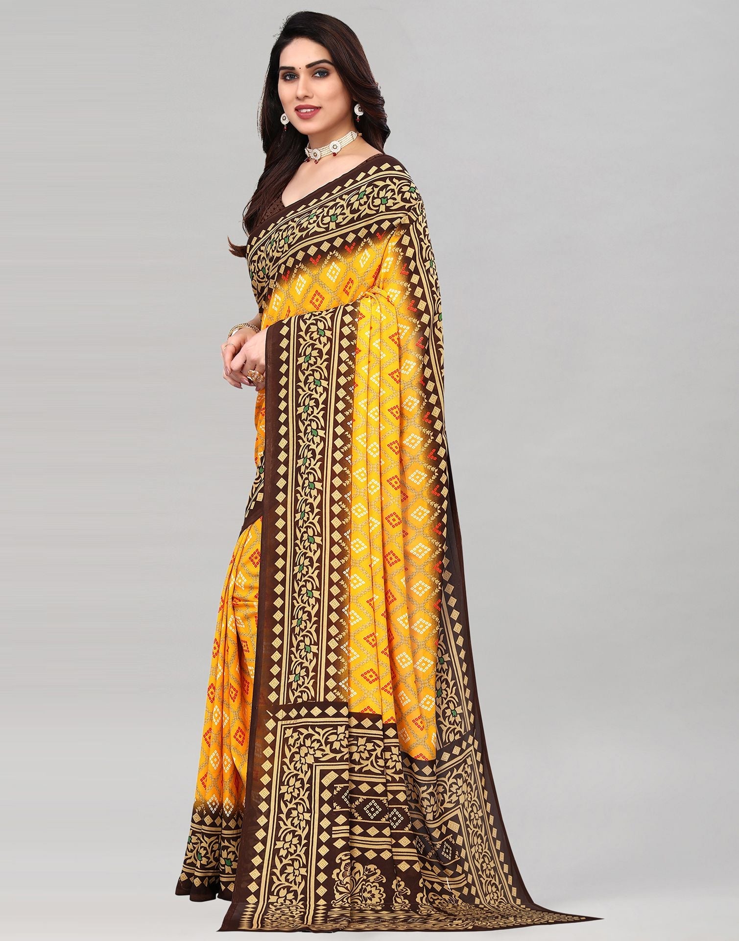 Yellow Raniel Printed Saree | Sudathi