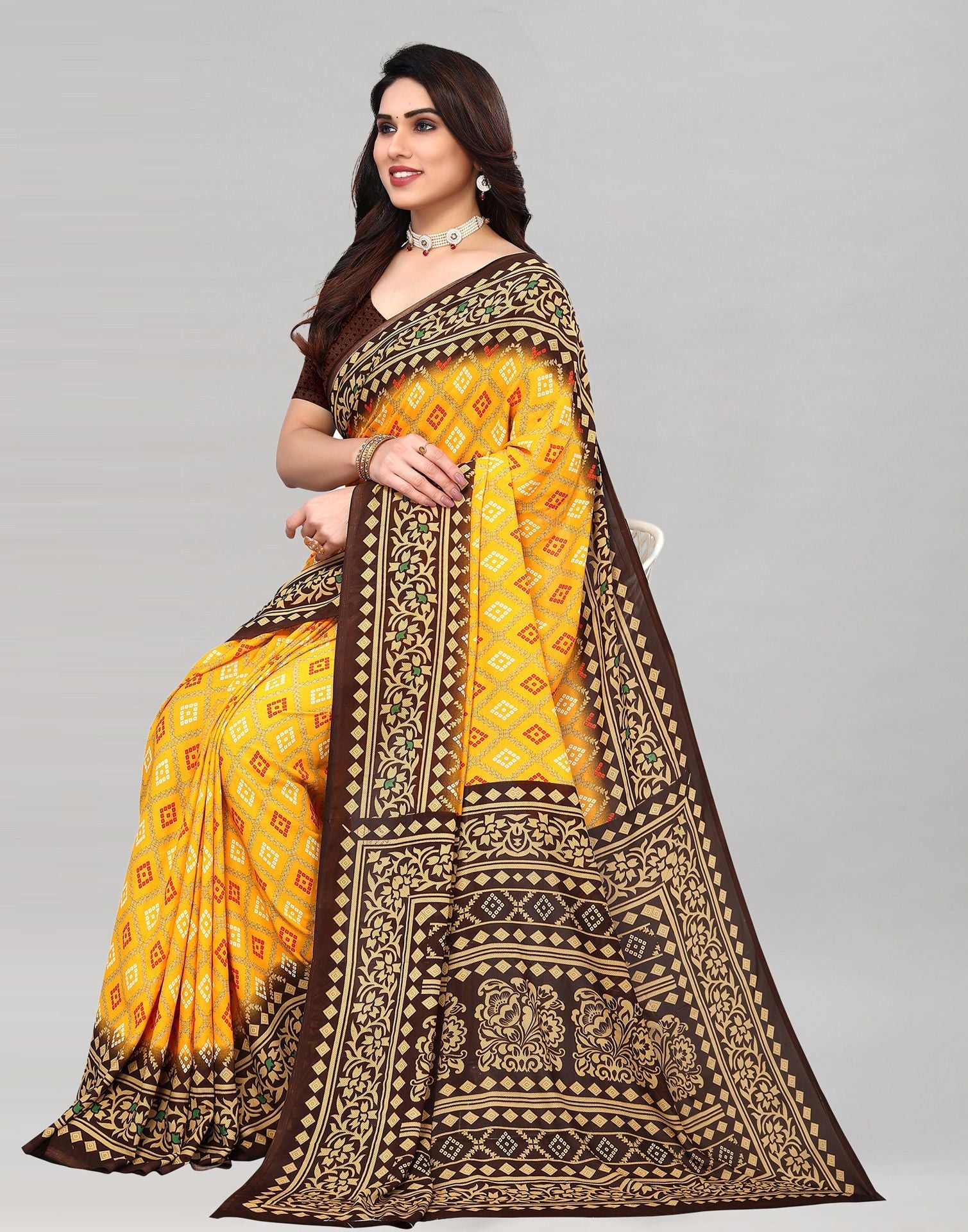 Yellow Raniel Printed Saree | Sudathi