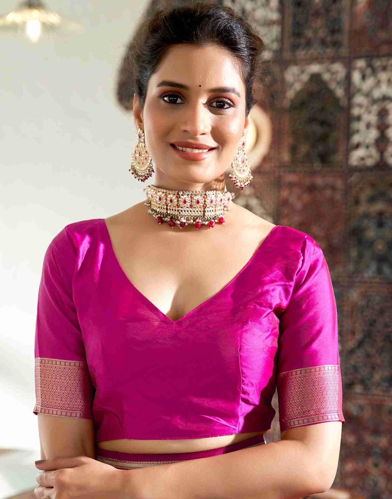 Rani Pink Silk Woven Banarasi Saree