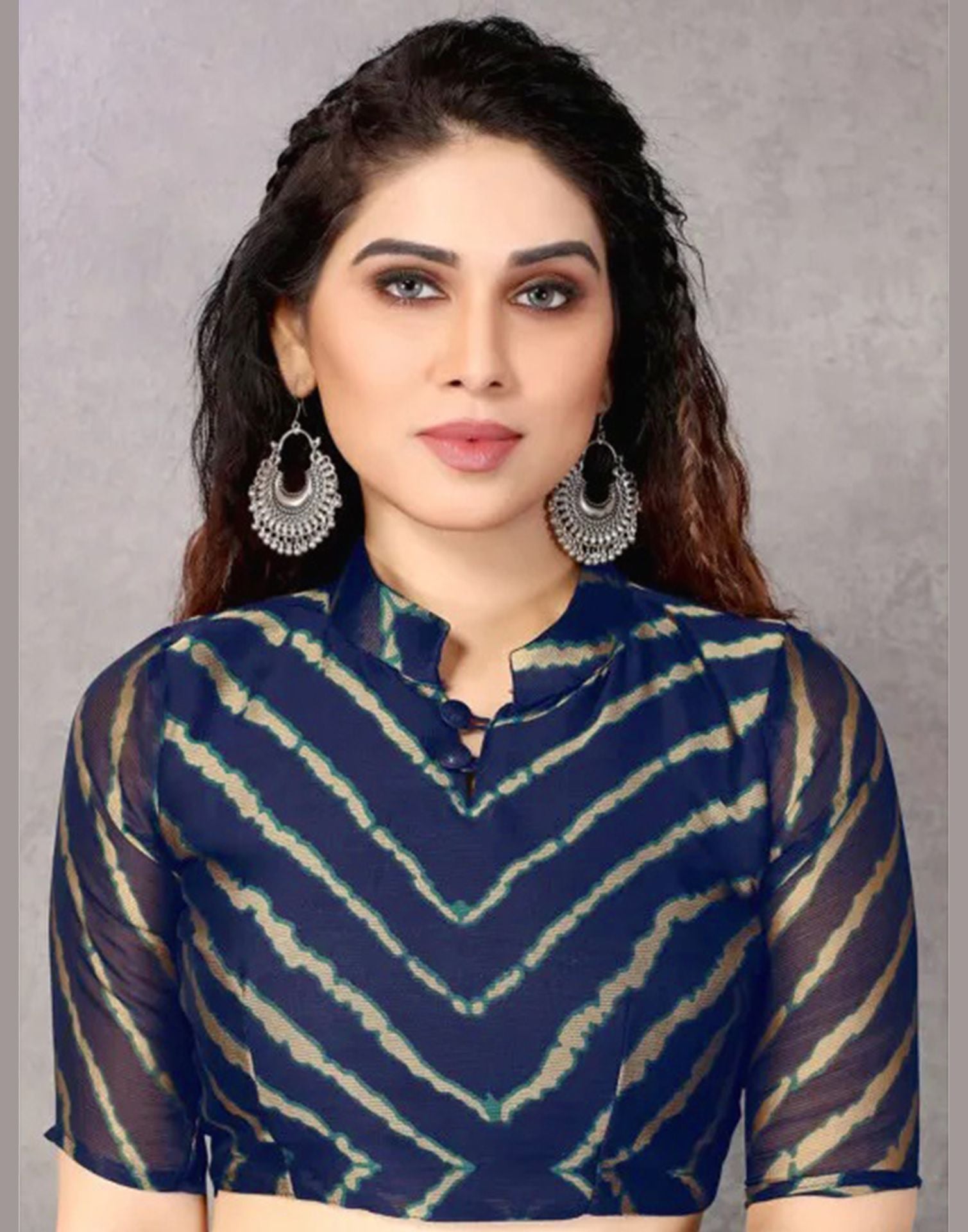 Blue Chiffon Printed Saree | Sudathi