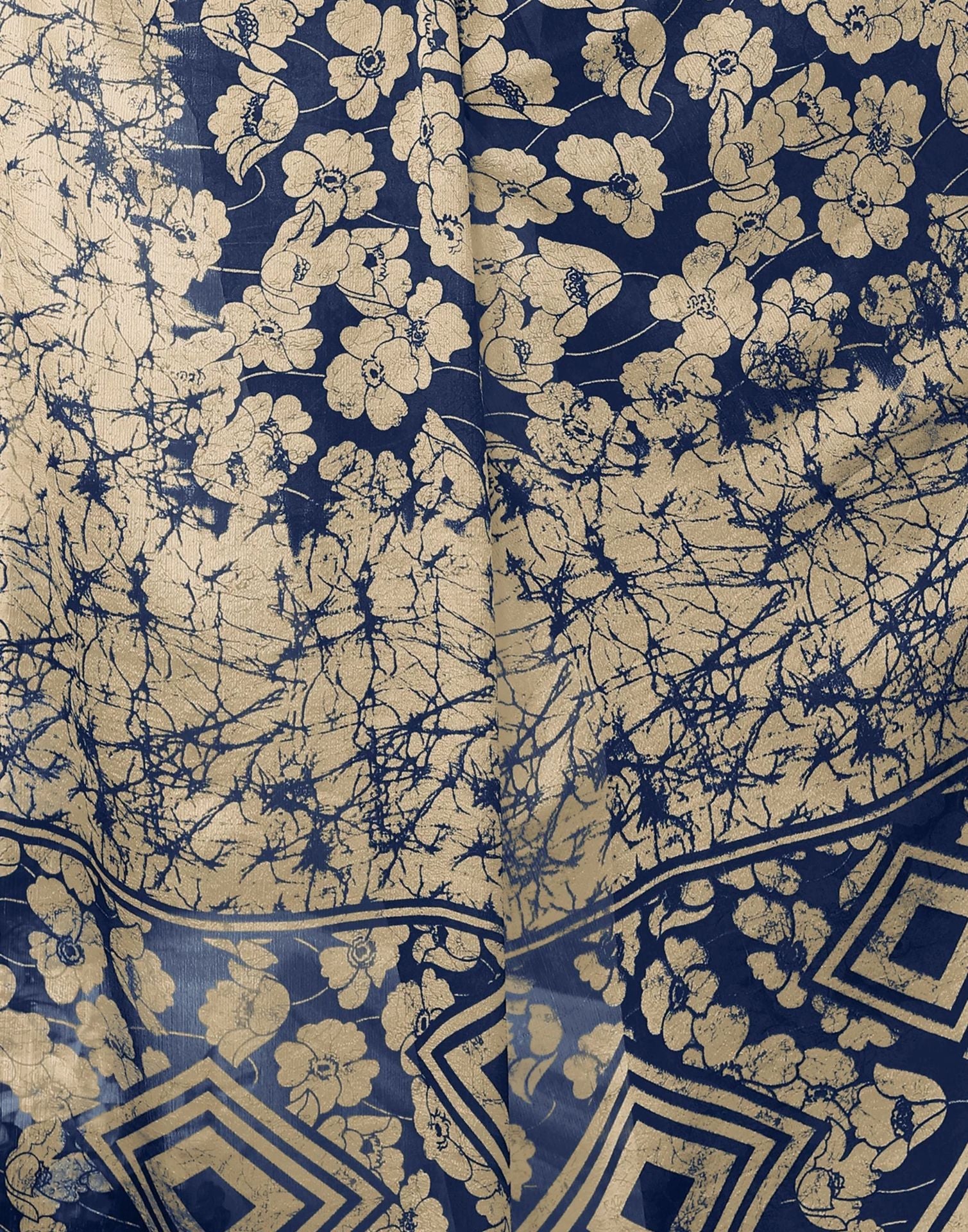 Blue Chiffon Printed Saree | Sudathi