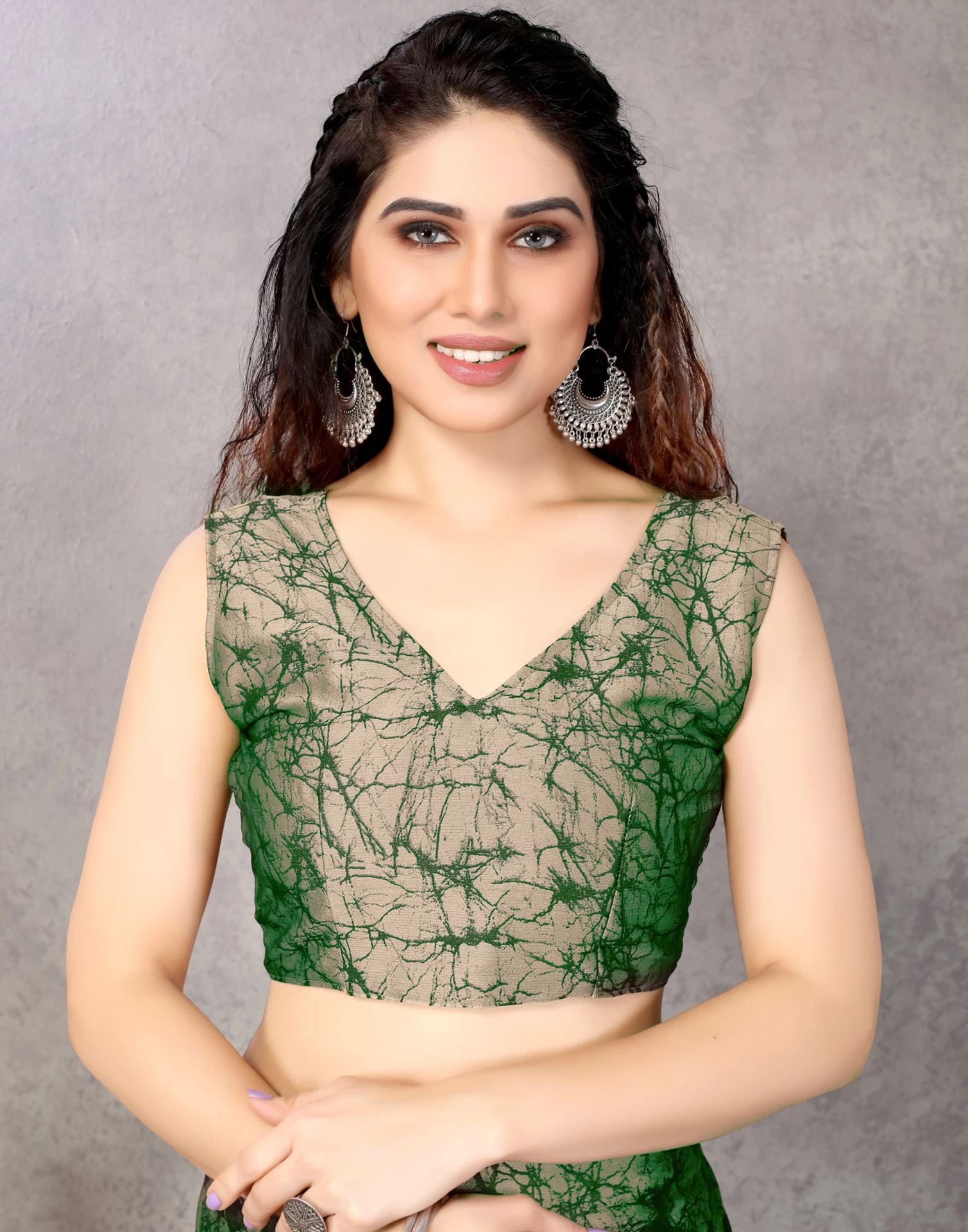 Green Chiffon Printed Saree | Sudathi