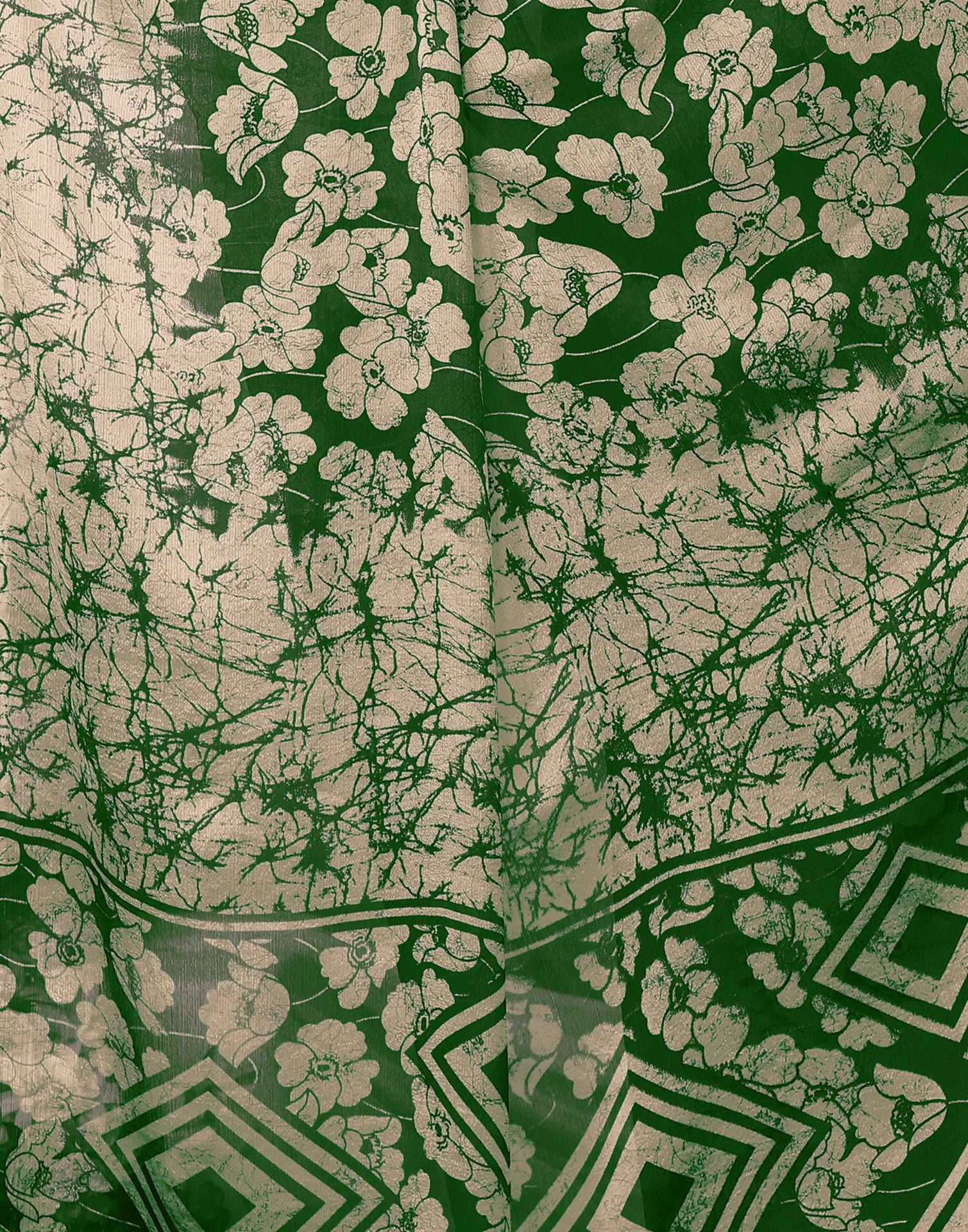 Green Chiffon Printed Saree | Sudathi