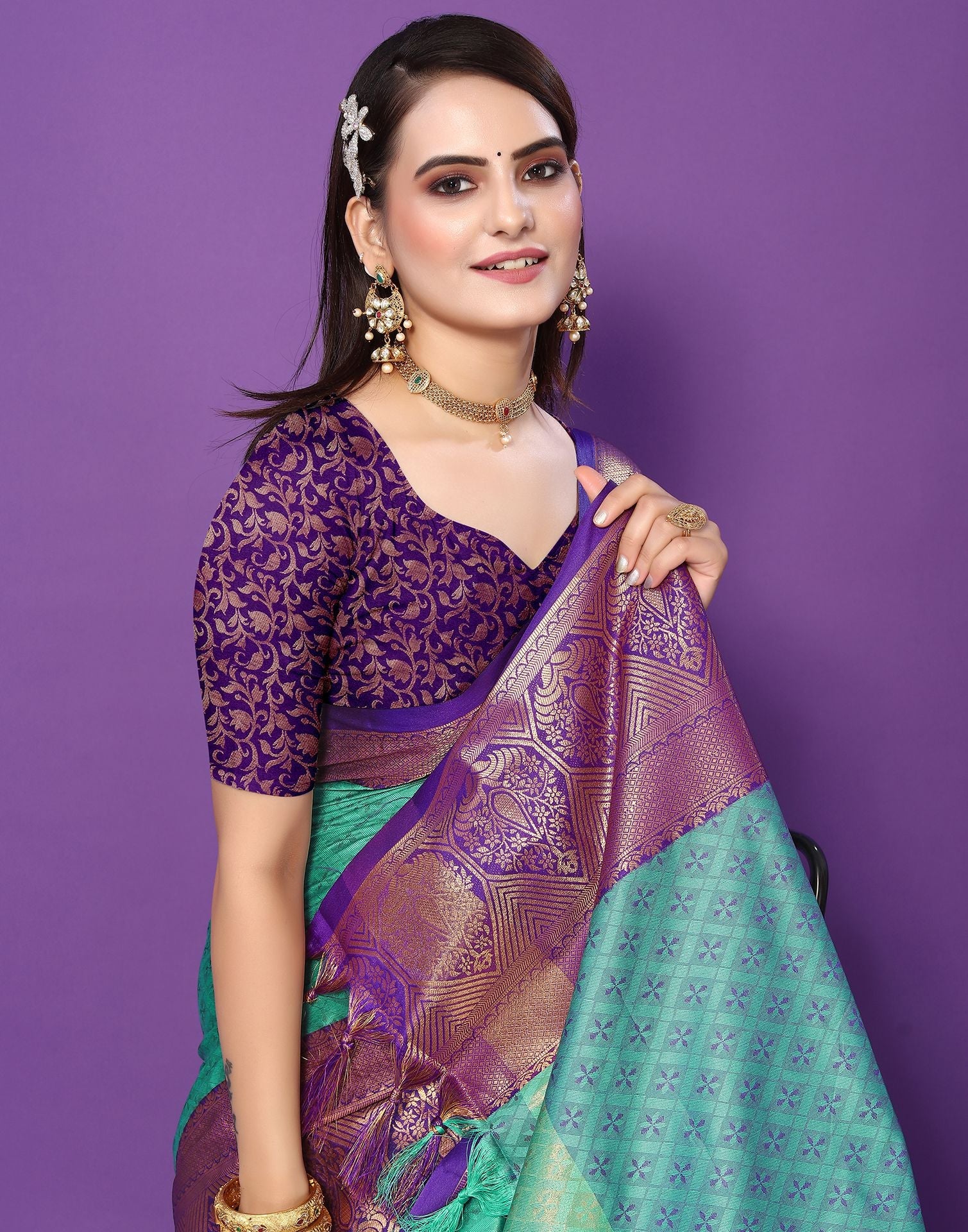 Rama Green Cotton Saree | Sudathi