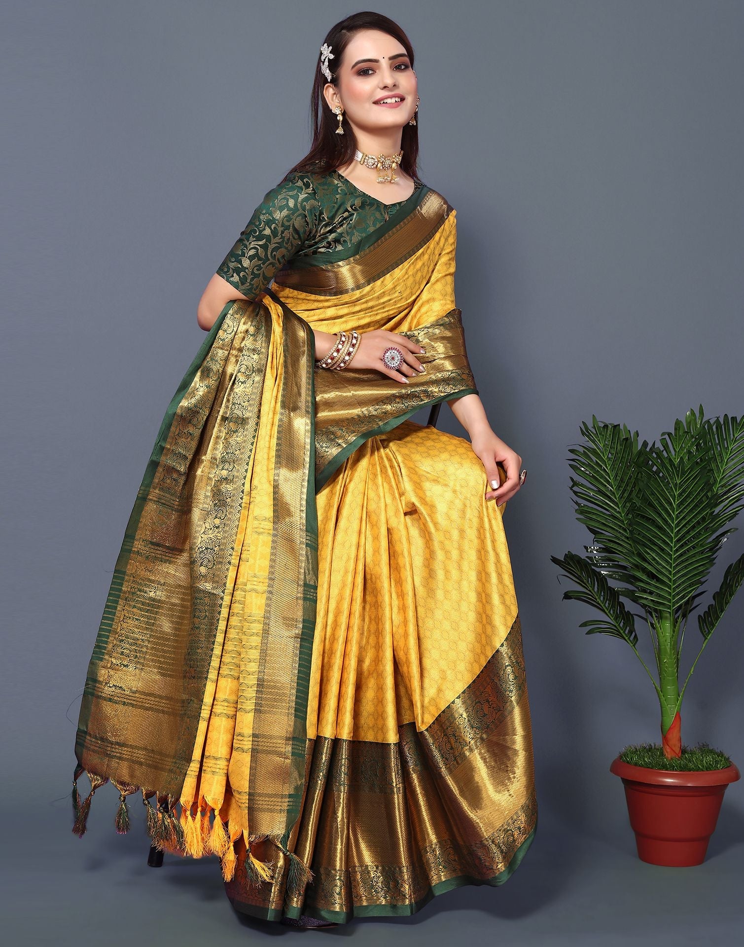 Yellow Cotton Saree | Sudathi