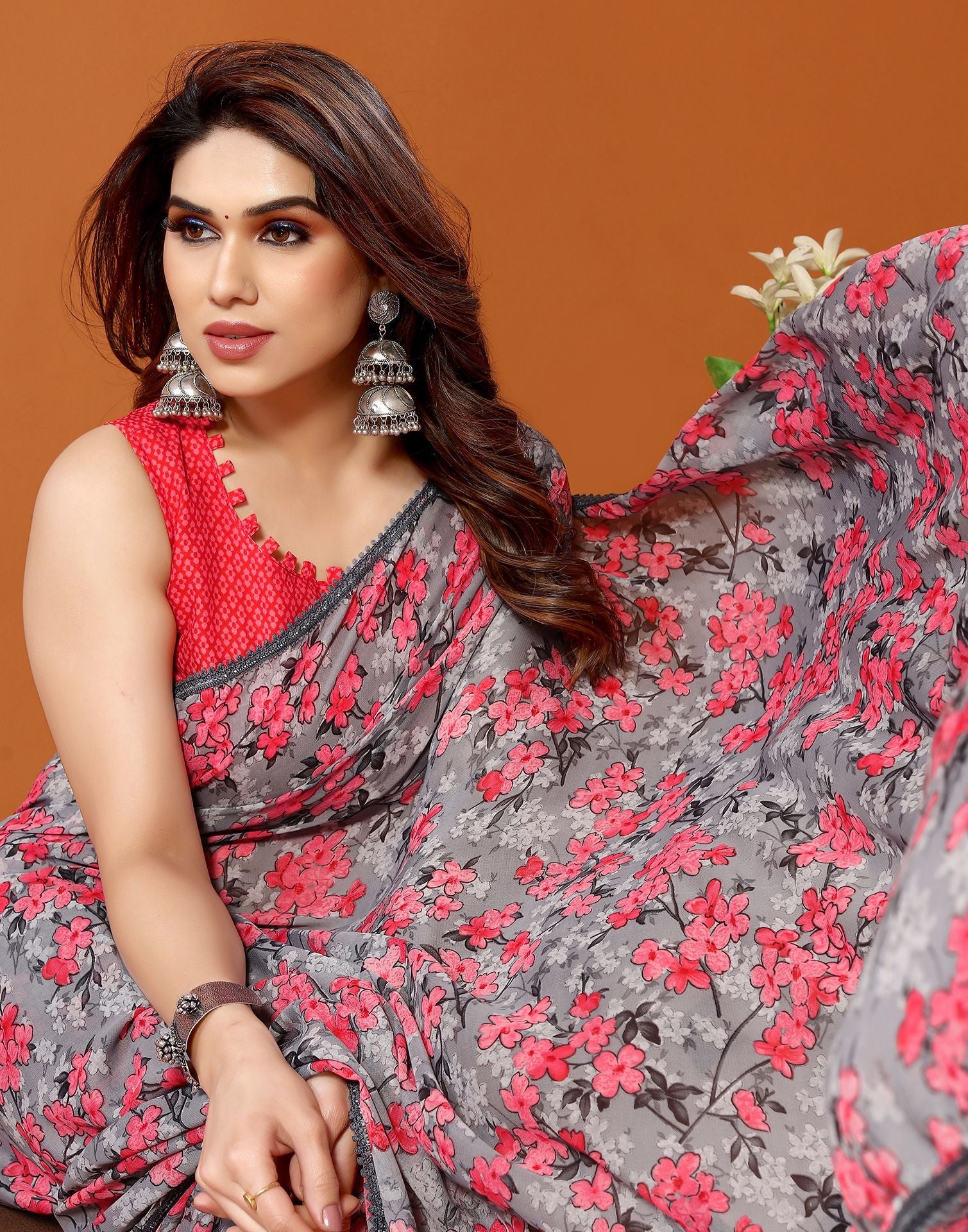 Pink Printed Saree | Sudathi