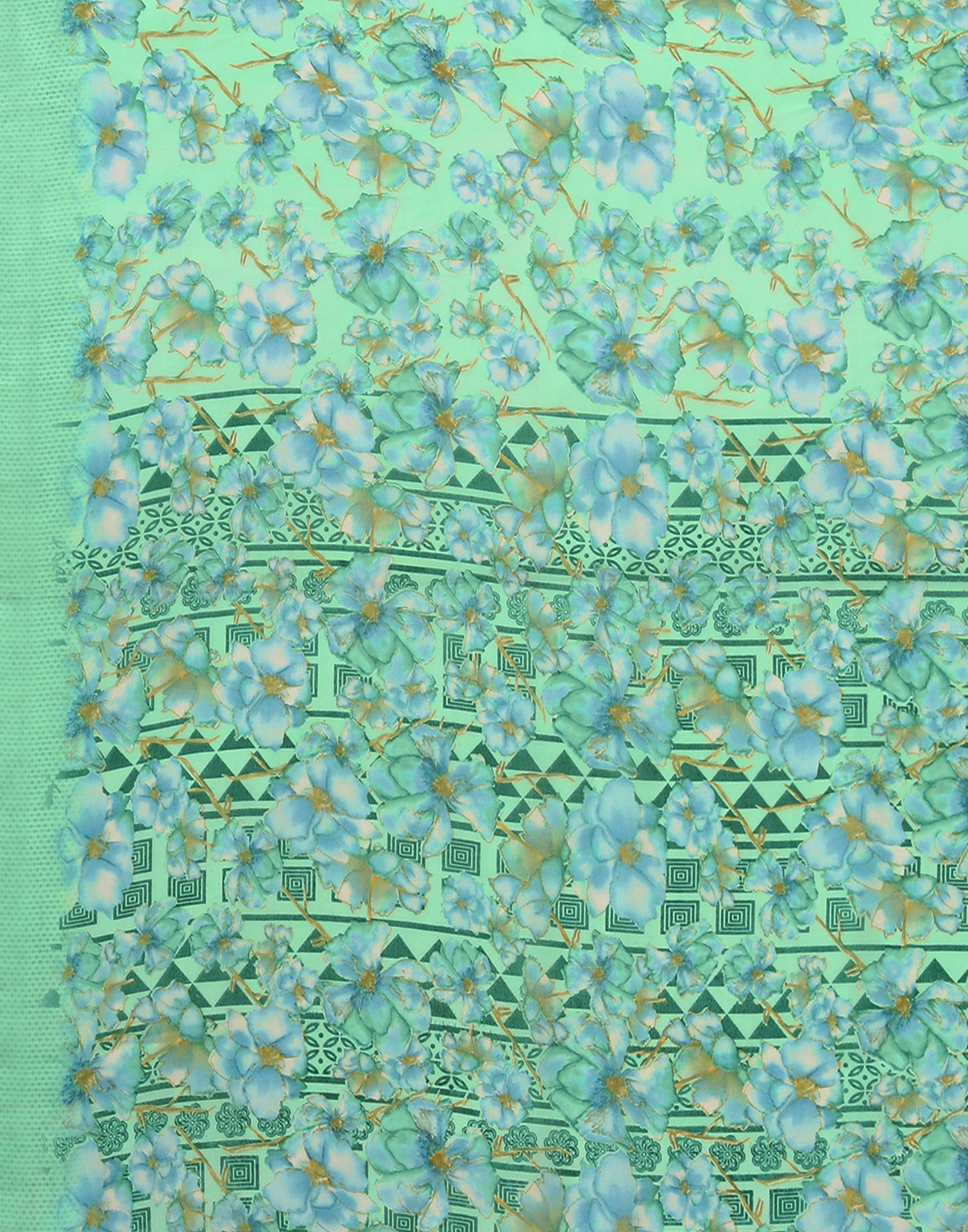 Green Georgette Floral Printed Saree | Sudathi