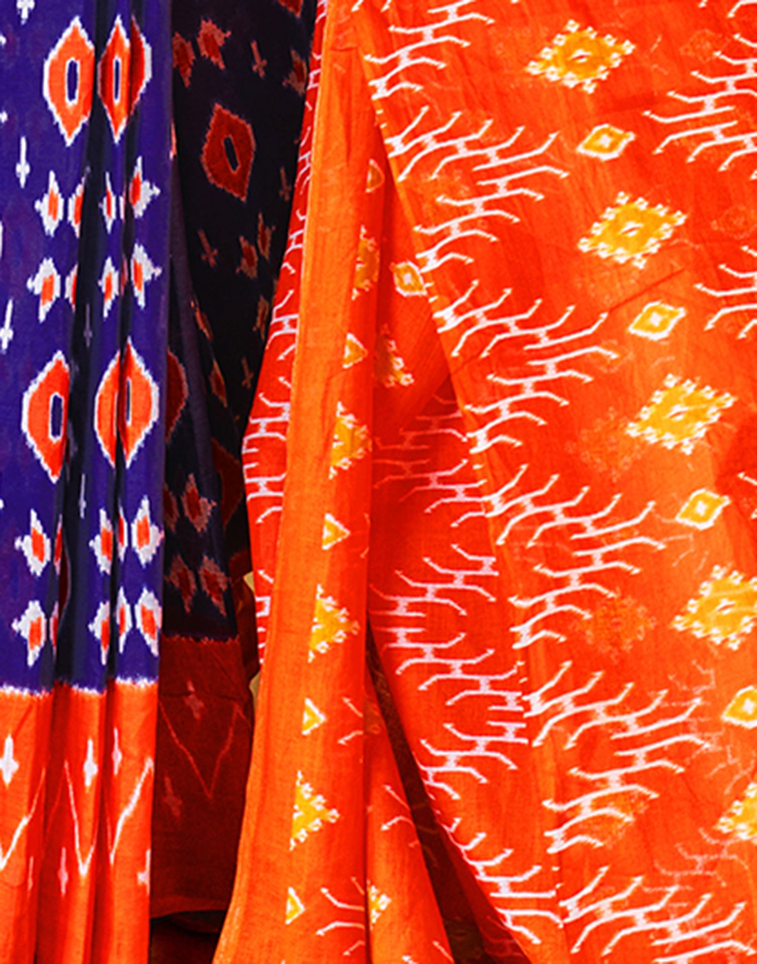 Violet Cotton Ikkat Printed Saree