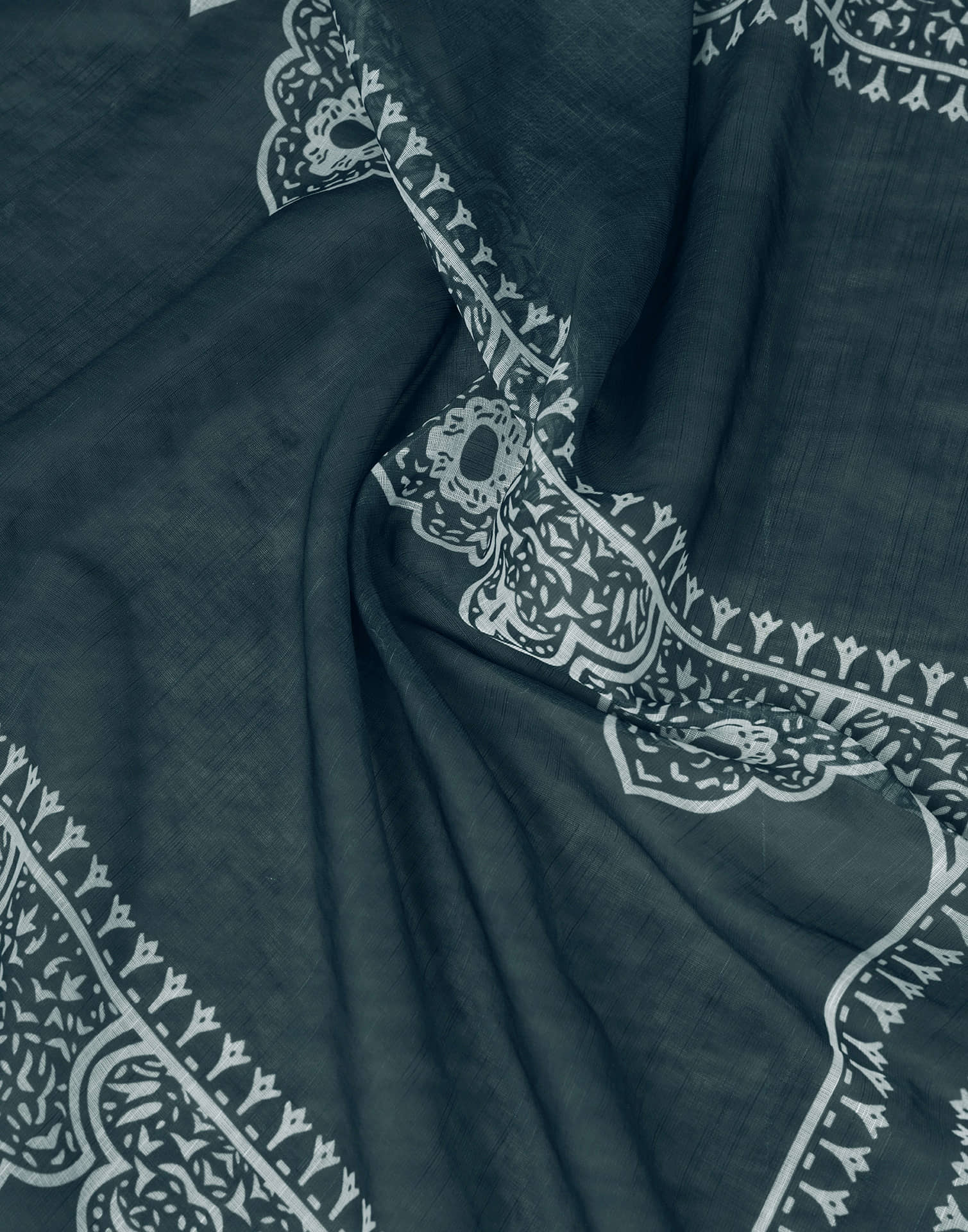 Ready To Wear Dark Grey Linen Zari Printed Saree