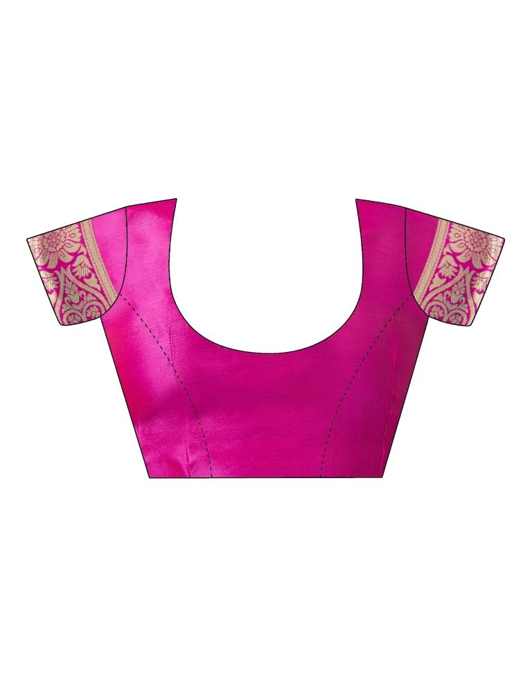 Rani Pink Silk Woven Banarasi Saree