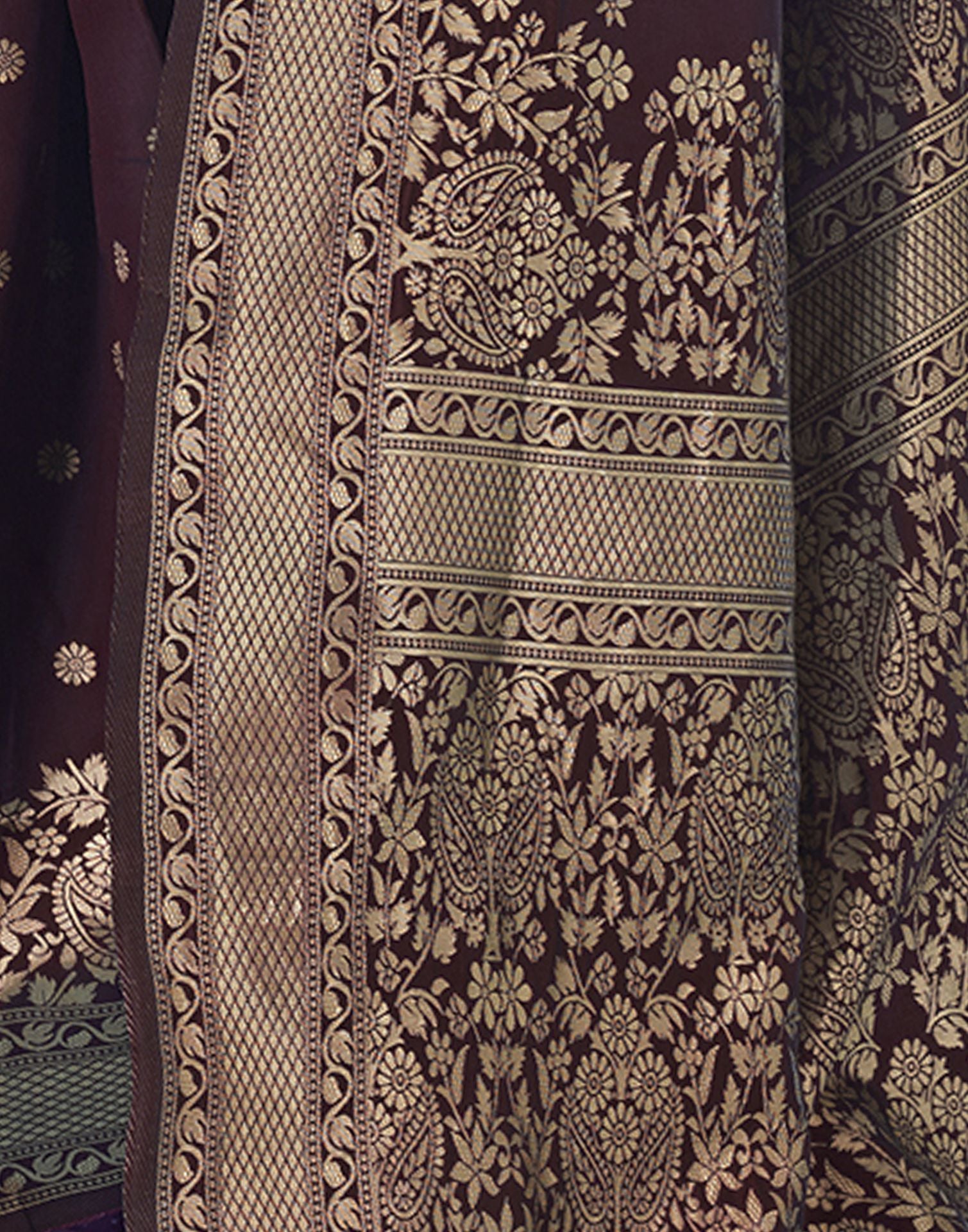 Maroon Jacquard Silk Saree